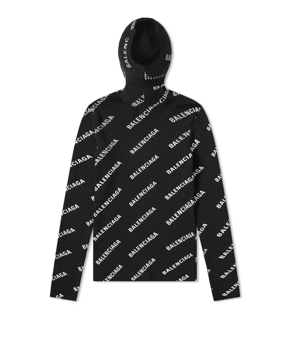 Balenciaga Balenciaga Monogram Ribbed Balaclava Turtleneck Hoodie Size US L / EU 52-54 / 3 - 1 Thumbnail