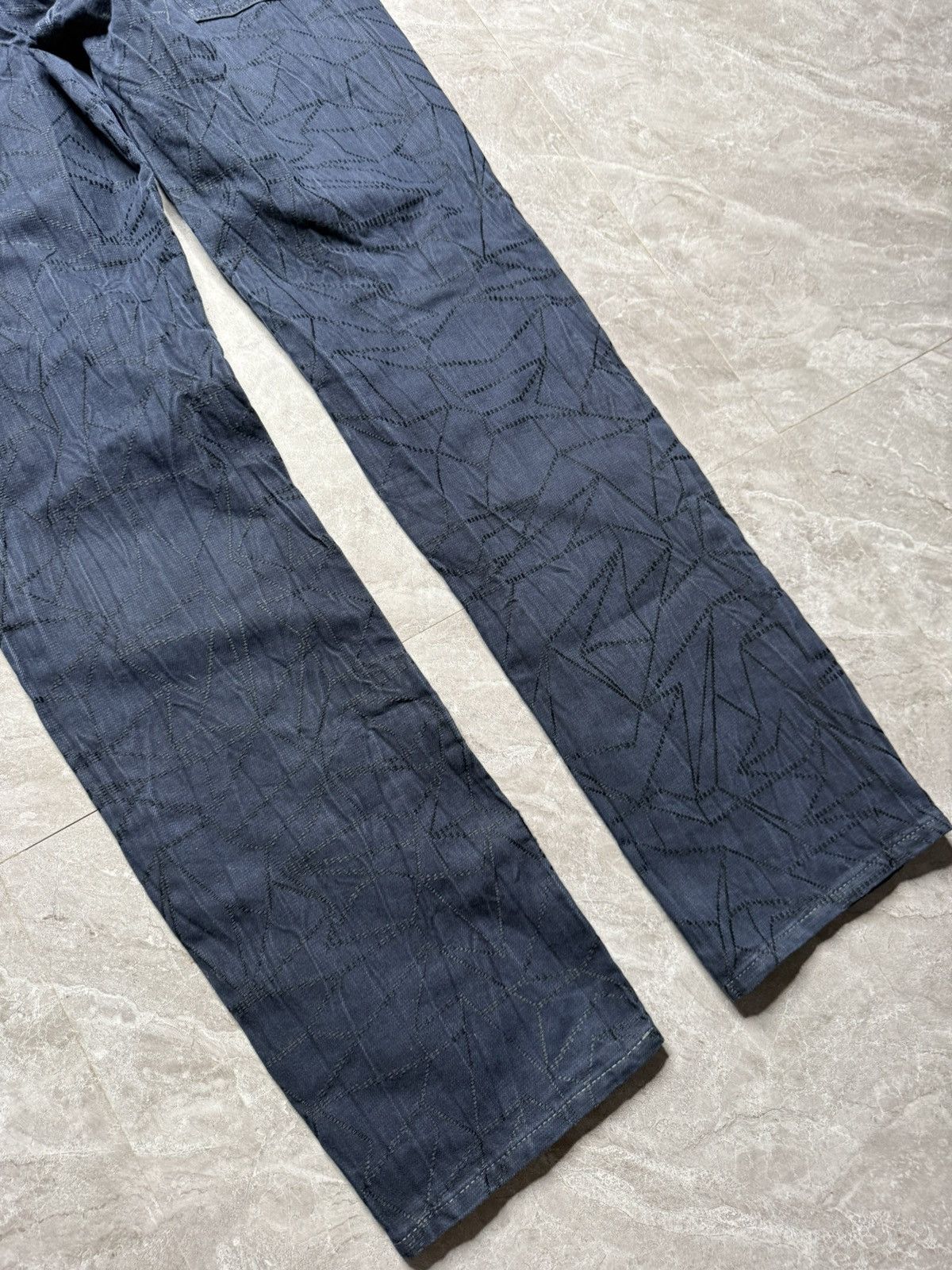 Issey Miyake IsseyMiyakeMen A/W15 Indigo Dyed 3D stitching Pattern Jeans Size US 33 - 3 Thumbnail