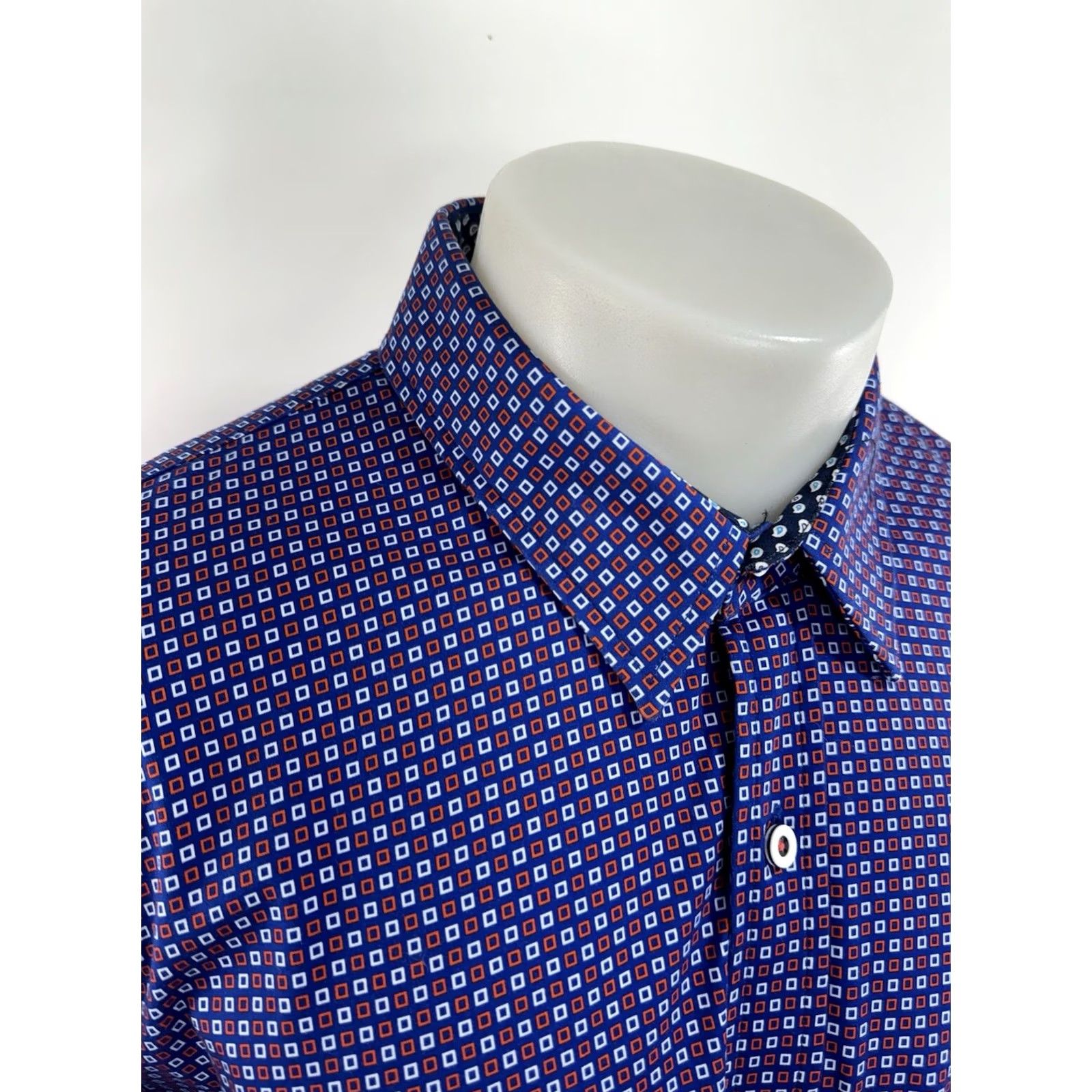 Buttero BUTTER CLOTH Geometric Shirt 2XL TALL Blue / Red / White Mens Size US XXL / EU 58 / 5 - 2 Thumbnail