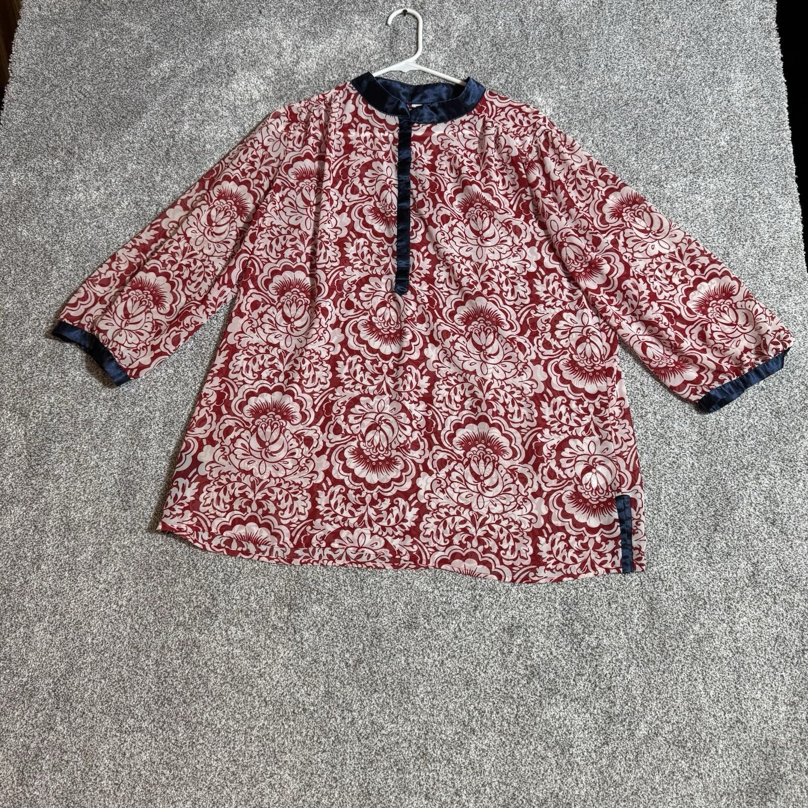 Other Susan Graver Blouse XL Romantic Boho Paisley Satin Trim Size XL / US 12-14 / IT 48-50 - 1 Thumbnail