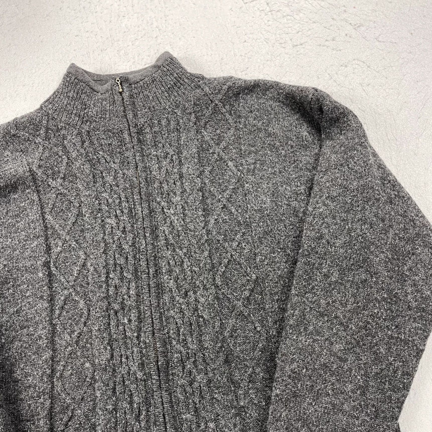 Vintage VINTAGE Carraigdonn Sweater Womens XL Gray Cardigan Cable-Knit Wool Zip Ireland Size XL / US 12-14 / IT 48-50 - 3 Thumbnail