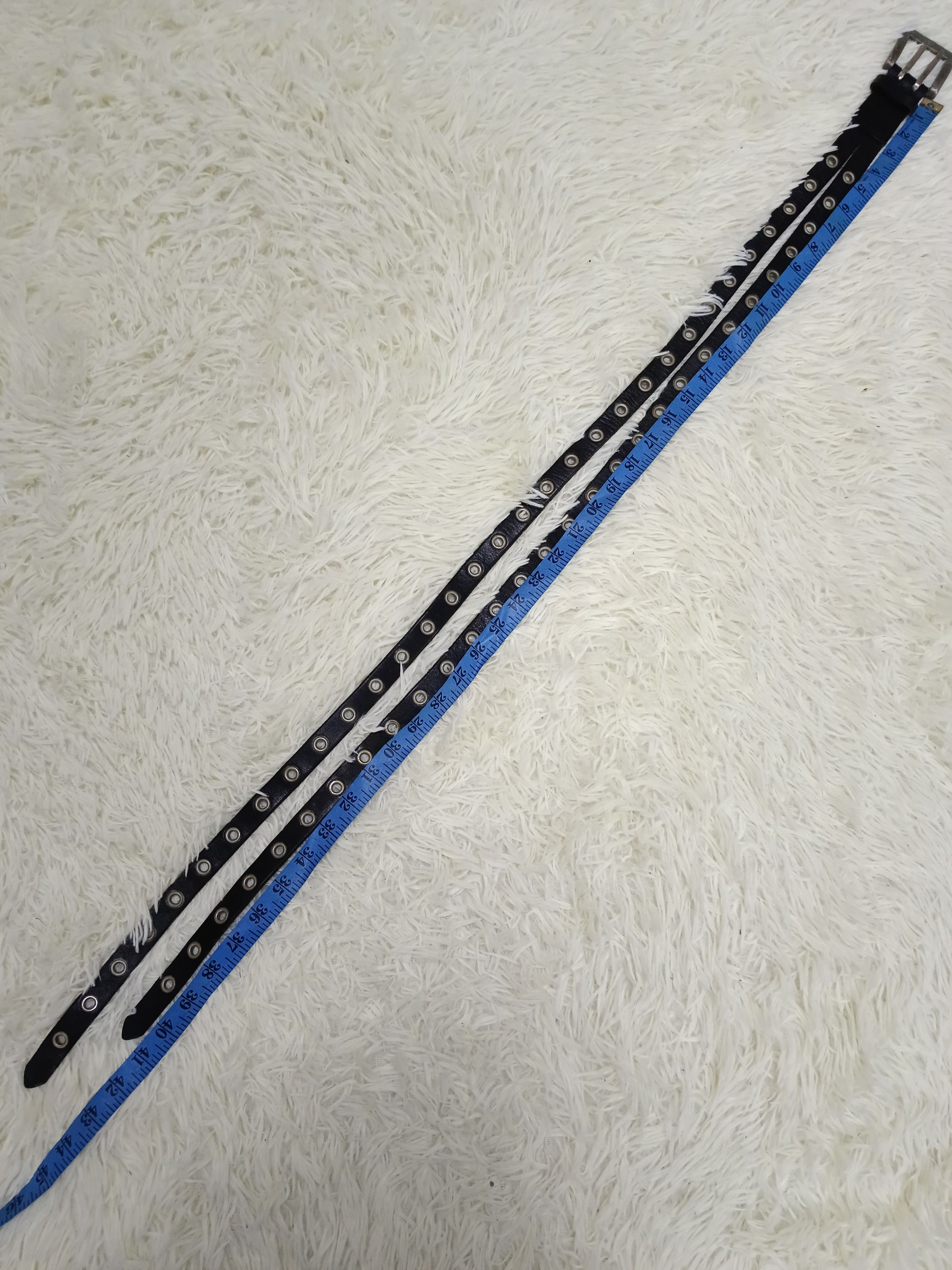 Leather BLACK LEATHER UNBRAND DOUBLE LAYER BELT Size ONE SIZE - 5 Thumbnail