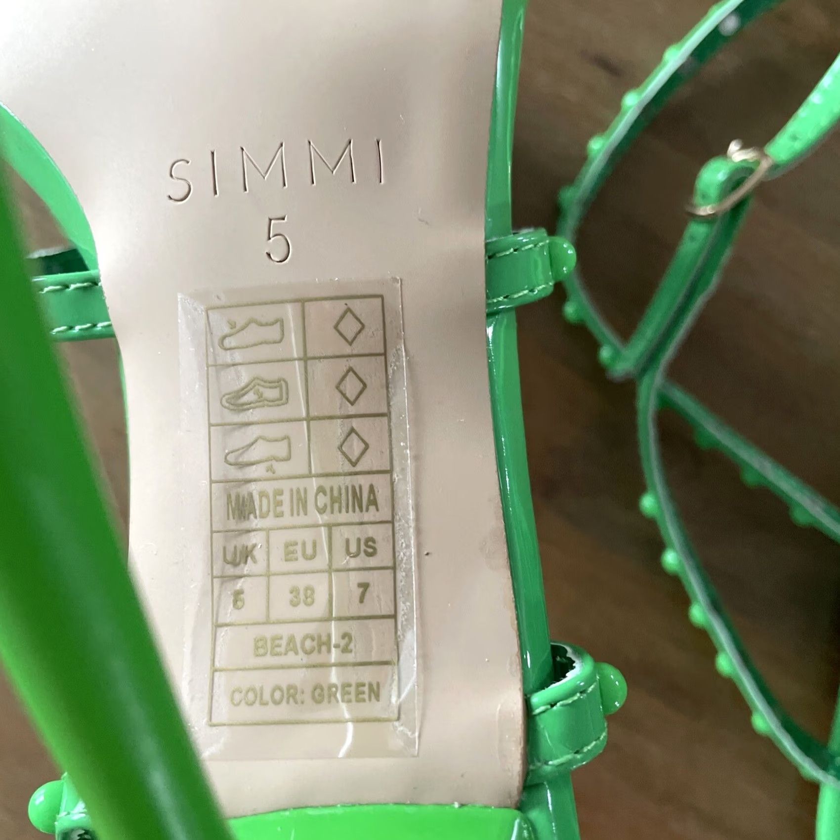 Vintage SIMMI Strappy Green Heel - UK 5 / US 7 / EU 38 - 5” Heel - Stiletto - Party Clubbing - Women - Faux Leather - Green - Solid - City/Night Life Size US 5 / IT 35 - 6 Thumbnail