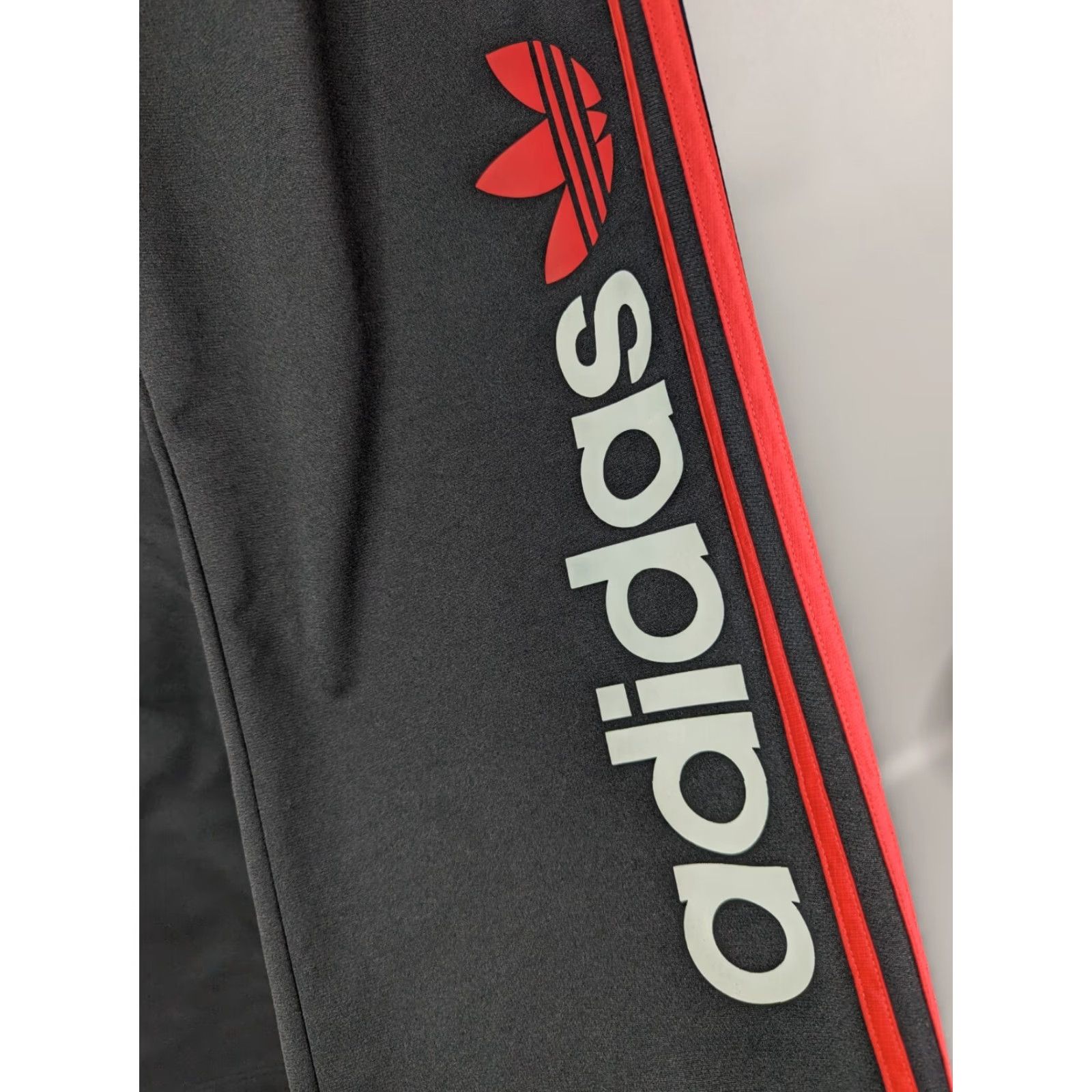 Adidas Adidas Track Pants Striped Elastic Waist Men M Salmon Pink Black Stripes Name Spellout Pockets Size US 31 - 3 Thumbnail