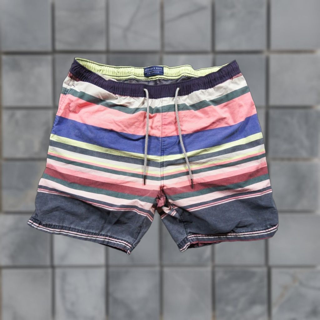 Scotch & Soda Scotch & Soda Shorts Mens Large Boardshorts Swimwear Trunks Striped Multicolor Size US 33 - 1 Thumbnail