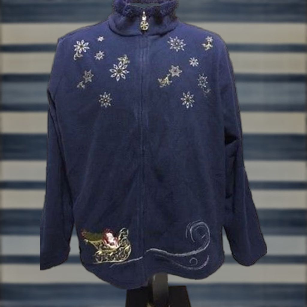 Vintage Jason Maxwell Women's Plus-Size Long Sleeve Full Zip Mock Neck Jacket Navy Blue 1X Christmas Winter Christmas Mock Neck Jacket Mens? Size XL / US 12-14 / IT 48-50 - 1 Thumbnail