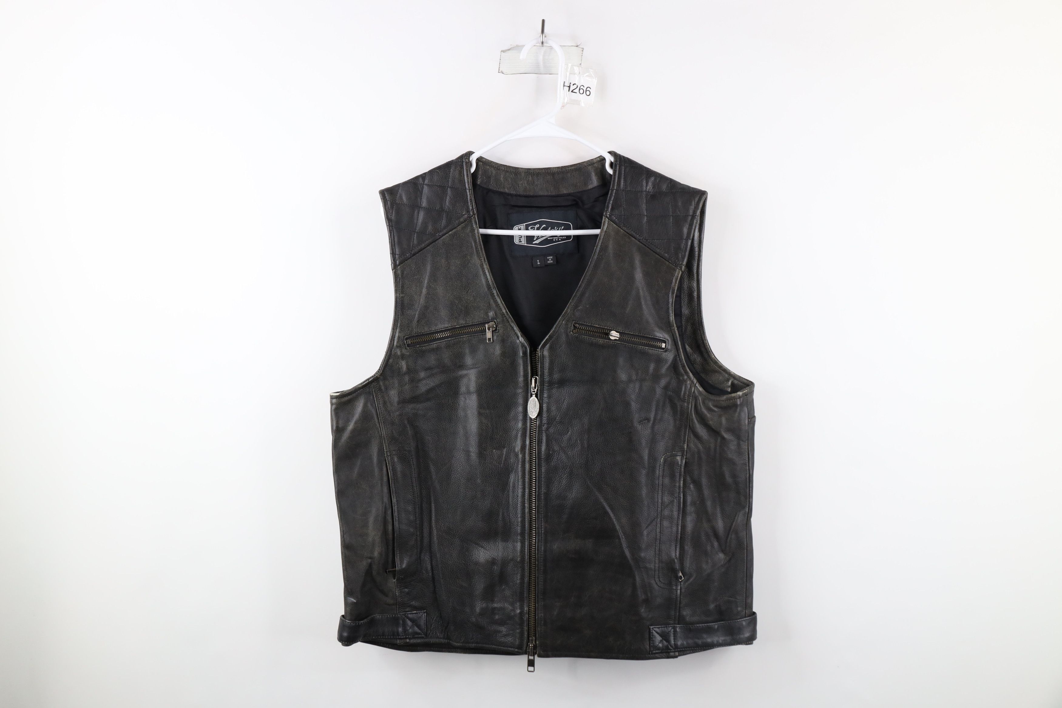 Vintage Polaris Victory Motorcycle Spell Out Leather Vest