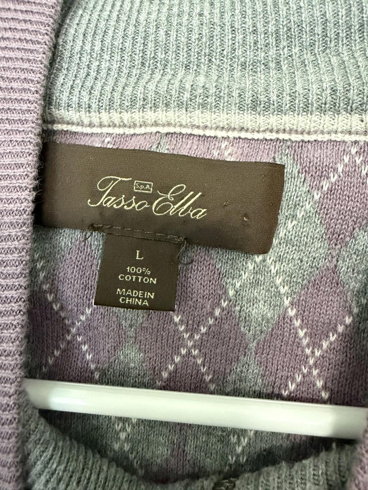 Tasso Elba Tasso Elba Purple Quarter Zip Cotton Sweater Mens L Size US L / EU 52-54 / 3 - 2 Thumbnail