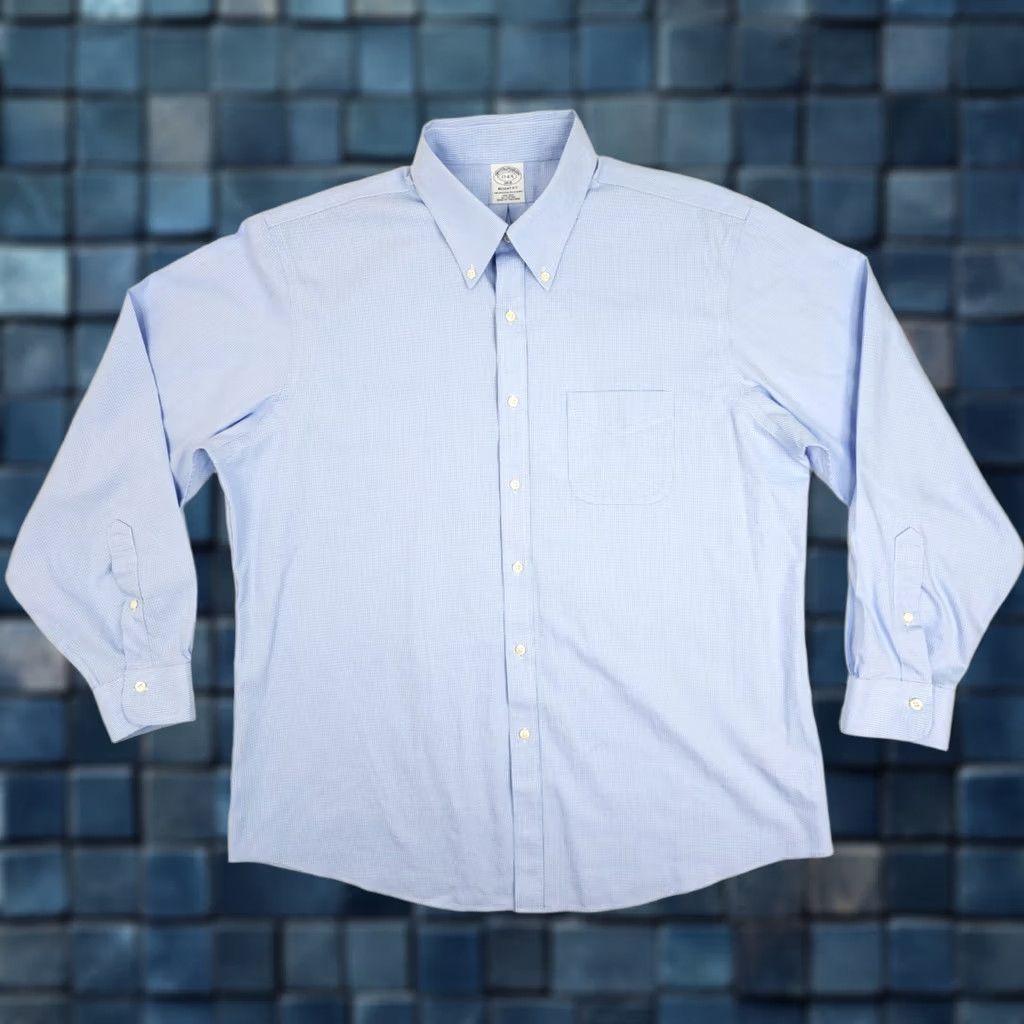 Brooks Brothers Brooks Brothers 1818 Regent Original Polo Shirt Men XL Blue Houndstooth Button-Up Size US XL / EU 56 / 4 - 1 Thumbnail