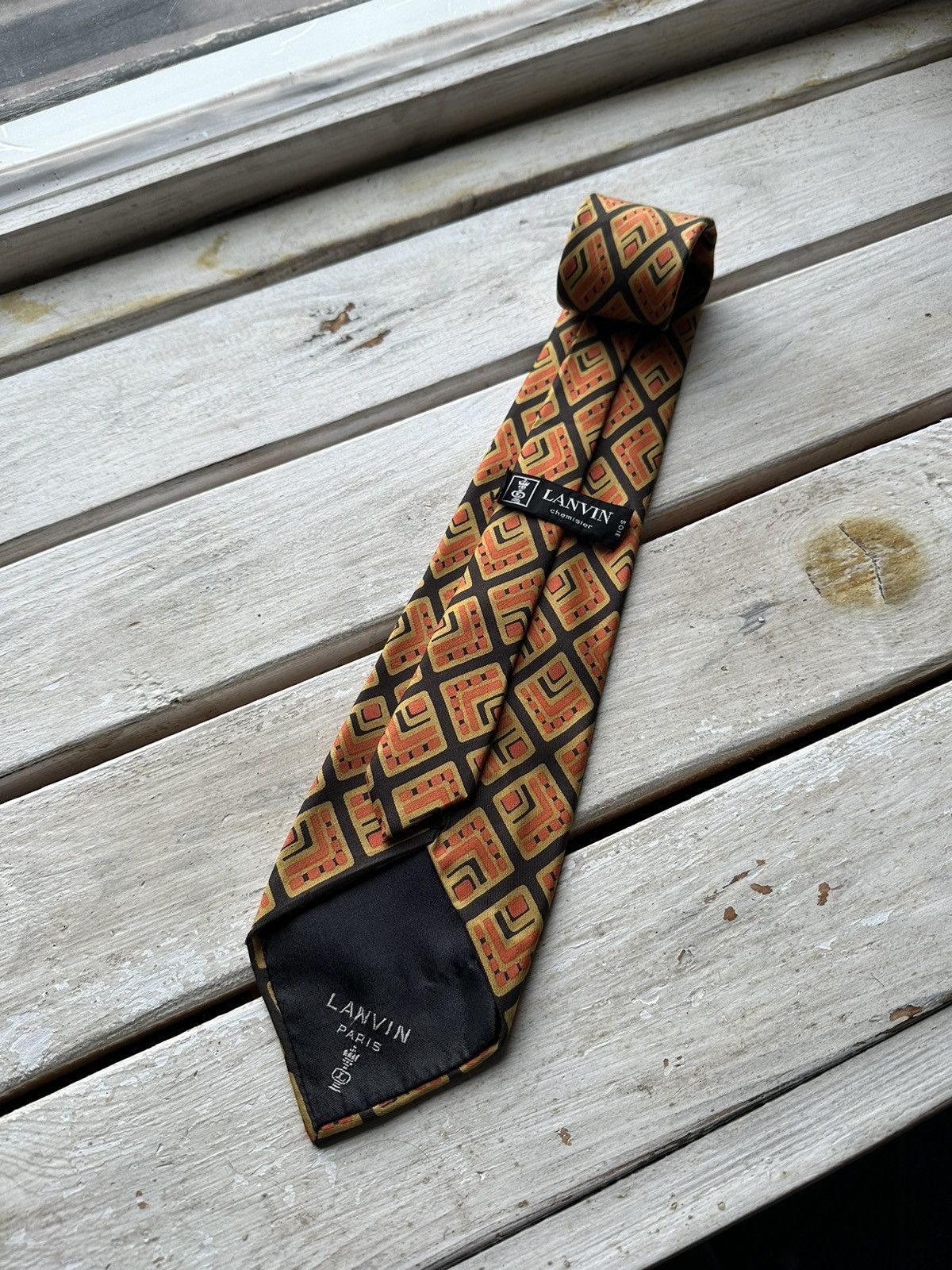 Lanvin × Vintage VINTAGE 90s Lanvin Men’s Tie Pure Silk luxury old money Size ONE SIZE - 1 Thumbnail