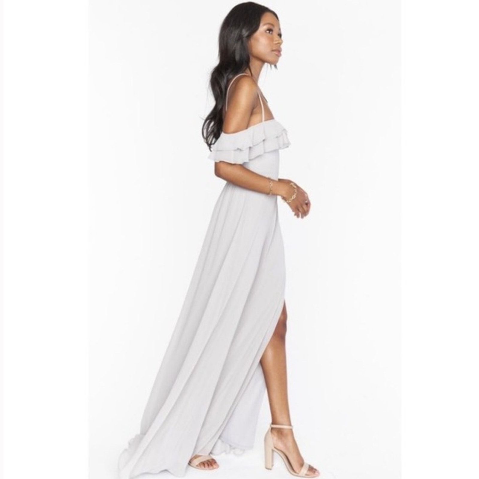 Show Me Your MuMu Show Me Your Mumu Emma Ruffle Maxi Dove Gray Sz Bridesmaid M Size M / US 6-8 / IT 42-44 - 5 Thumbnail