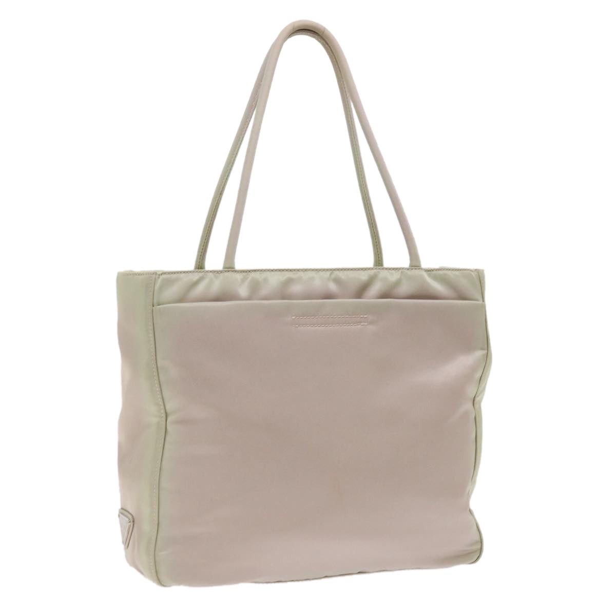 image of Prada Tote Bag Nylon Ivory Auth 54346 in White, Women's