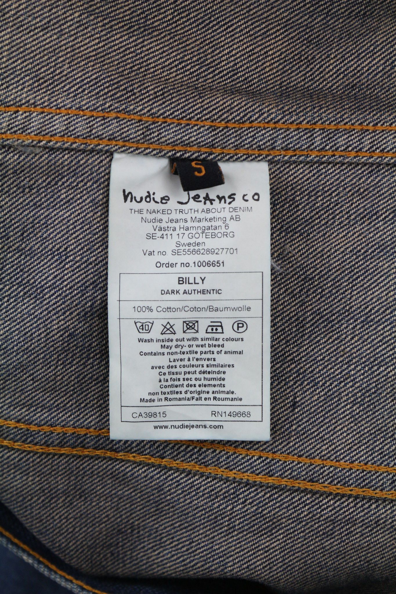 Nudie Jeans BILLY DARK AUTHENTIC DENIM S Blue Denim Jacket 80396 Size US S / EU 44-46 / 1 - 7 Thumbnail