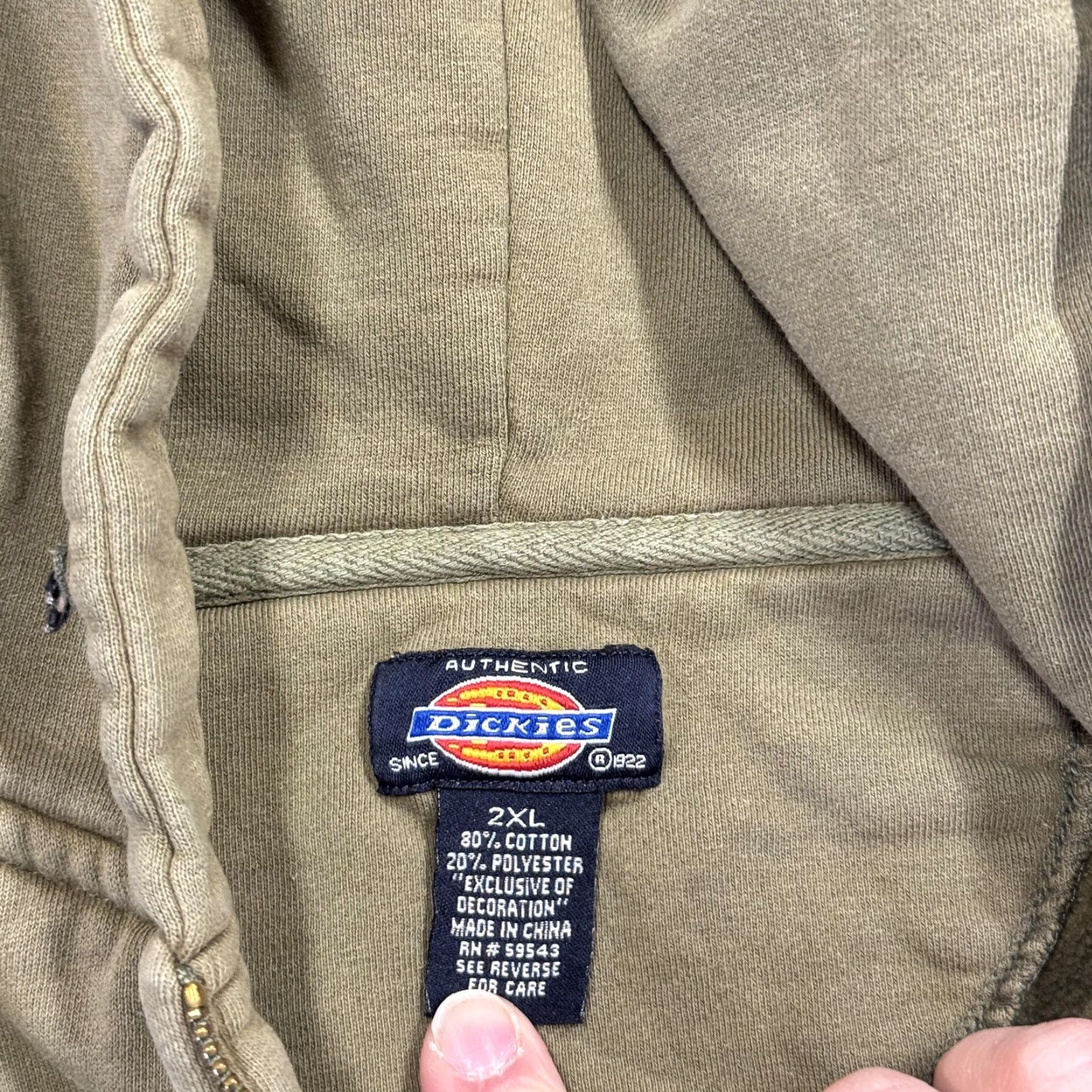 Dickies Dickies Hoodie Mens 2XL Full Zip Green Graphic Print Hooded Pockets Fleece Cotton Polyester Vintage No Size US XXL / EU 58 / 5 - 5 Thumbnail
