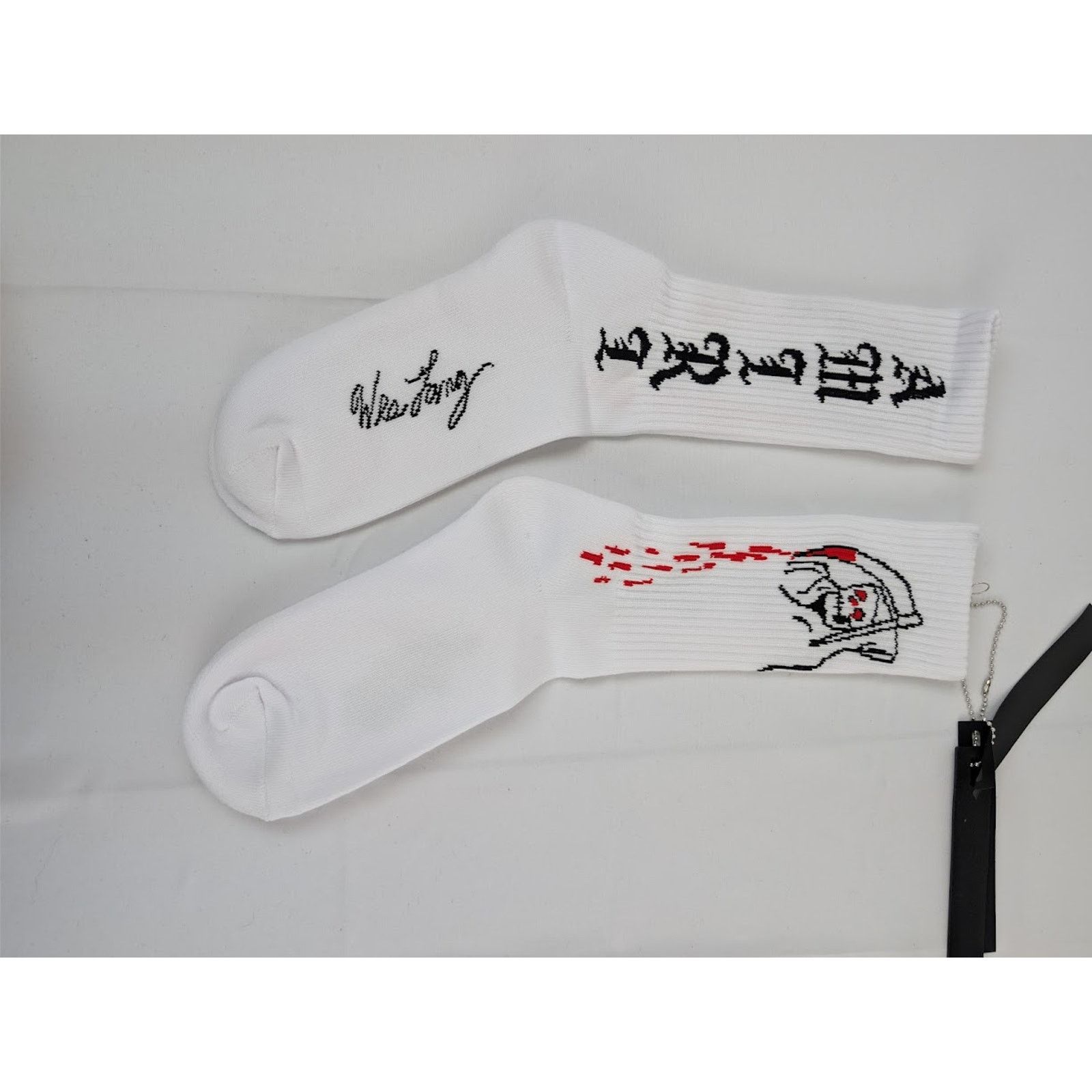 Amiri × Wes Lang o1rshd1 Q:2 / Size: 41-42 / Reaper Blood Socks in White Size ONE SIZE - 6 Thumbnail