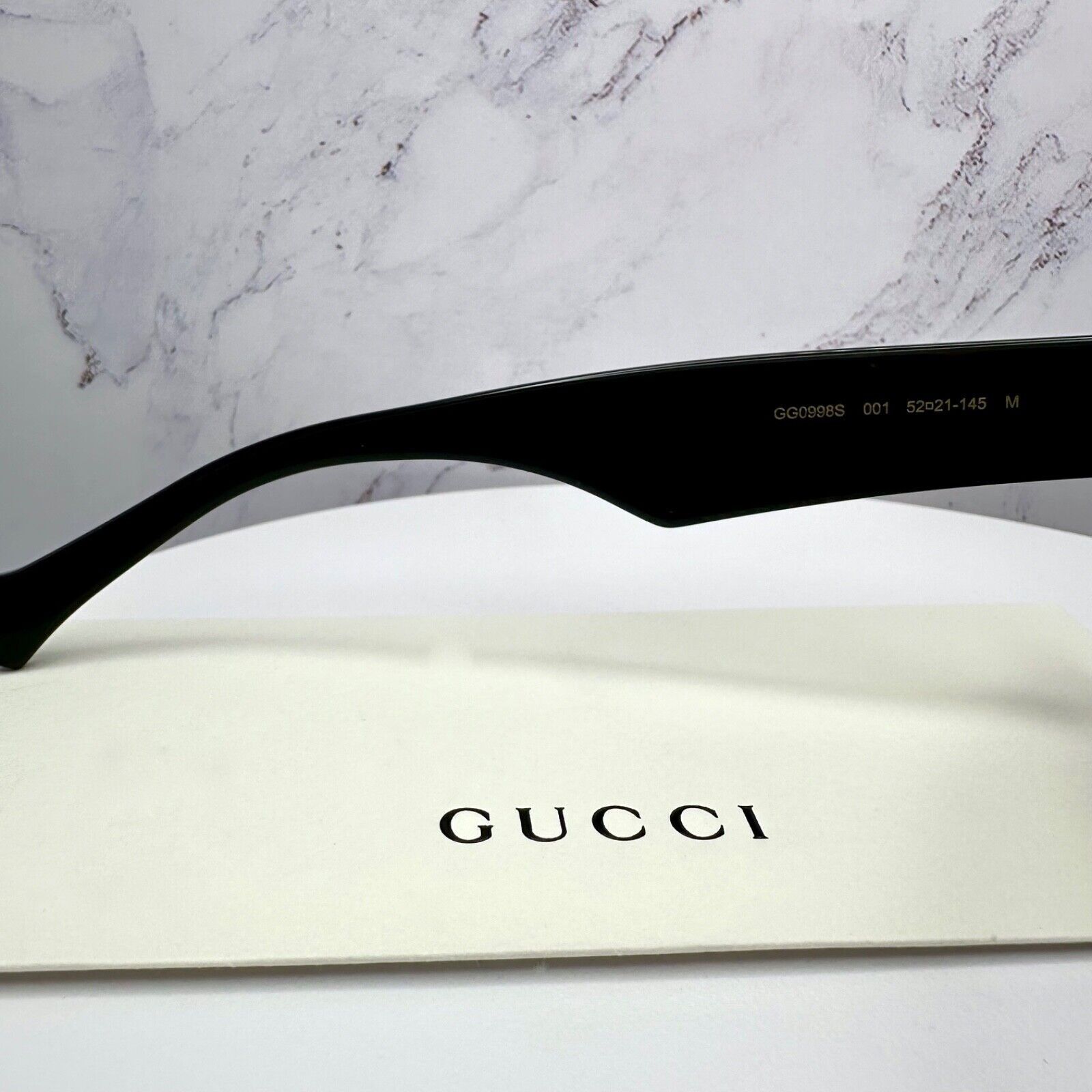 Gucci New Gucci Sunglasses Black Gold GG Logo 52-21-145 Authentic Size ONE SIZE - 7 Thumbnail