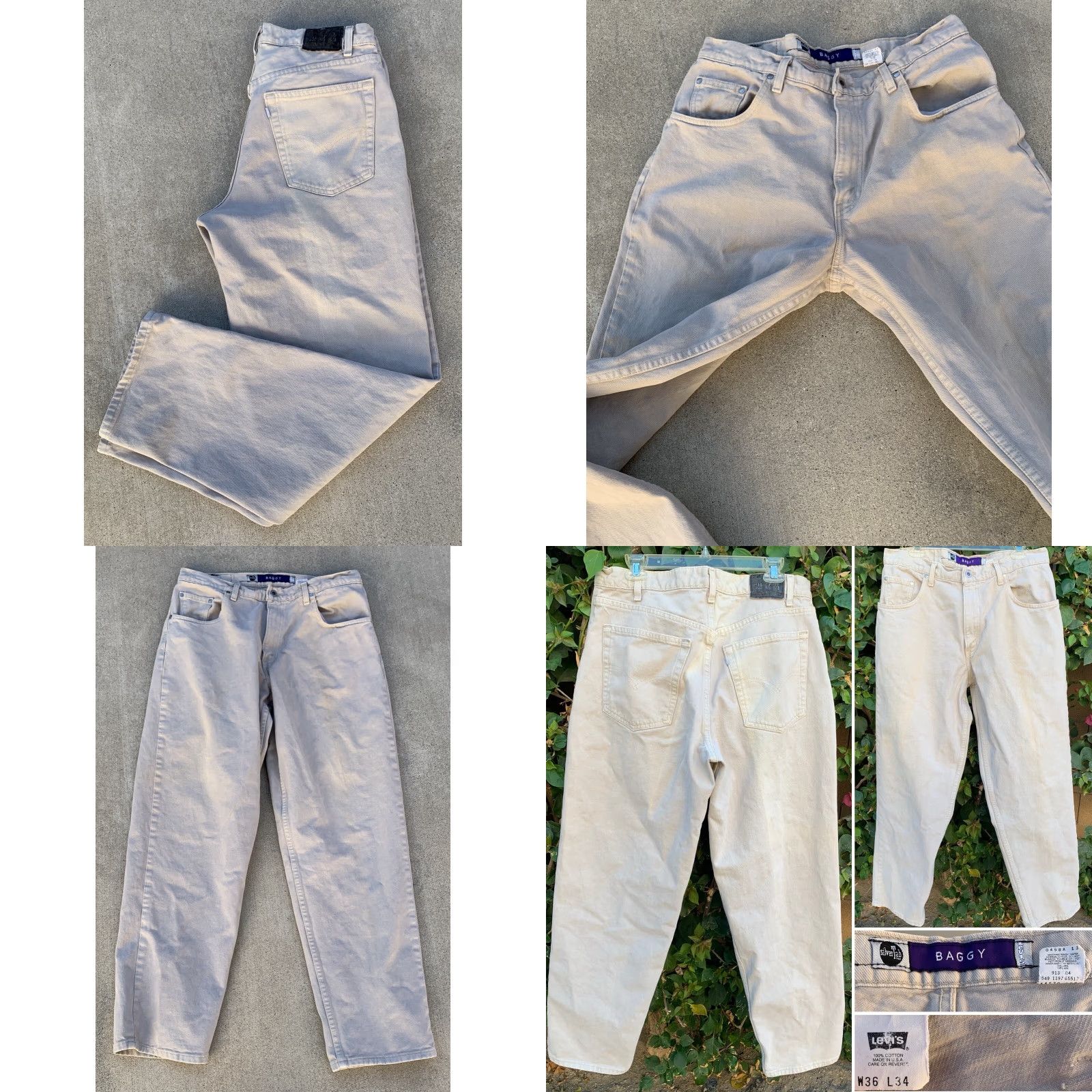 Vintage VINTAGE Levi’s silverTab Baggy Jeans Beige W 36 L 34 Made In USA Size US 36 / EU 52 - 8 Thumbnail