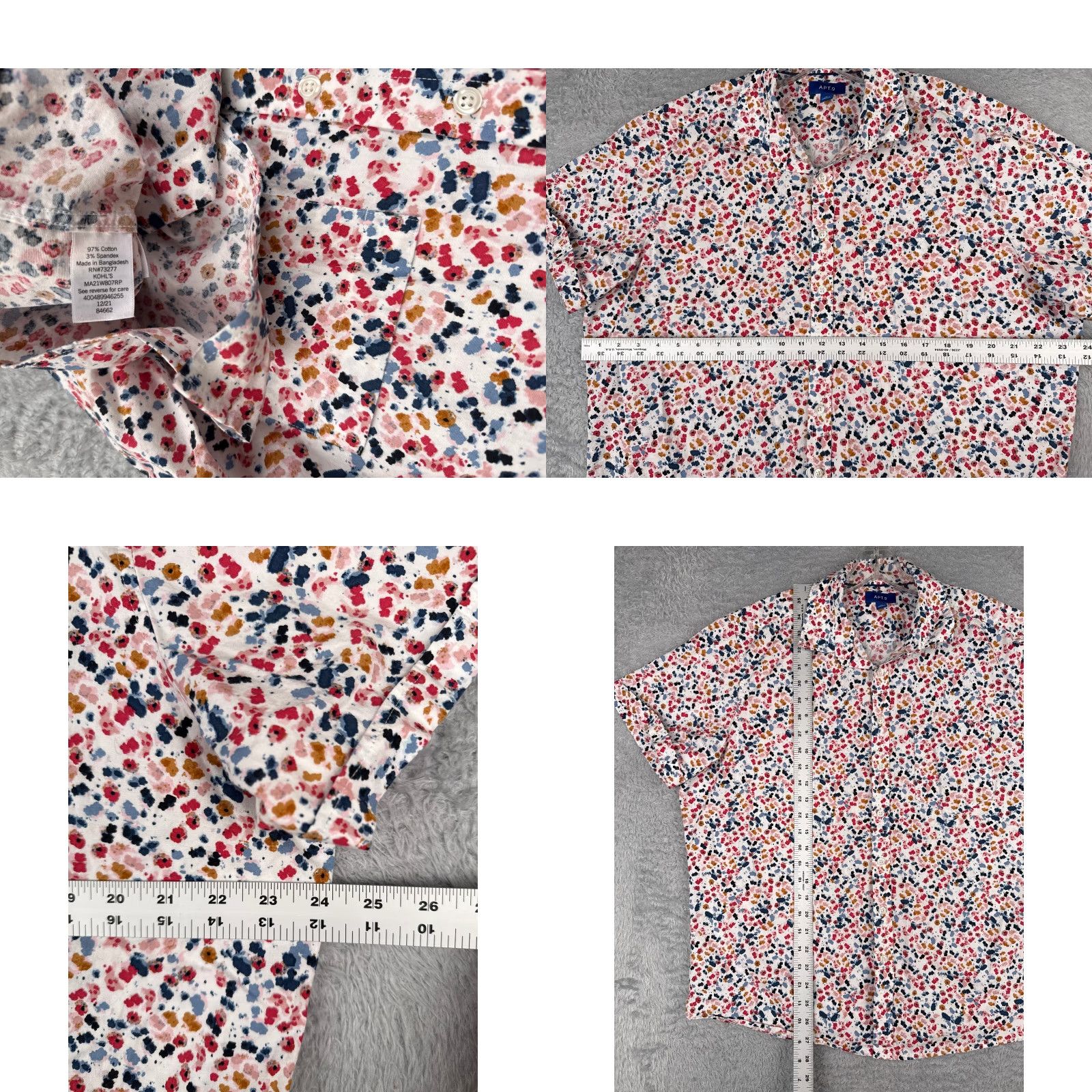 Vintage APT 9 Shirt Men XL Blue White Pink Floral Cotton Blend Hawaiian Size US XL / EU 56 / 4 - 8 Thumbnail