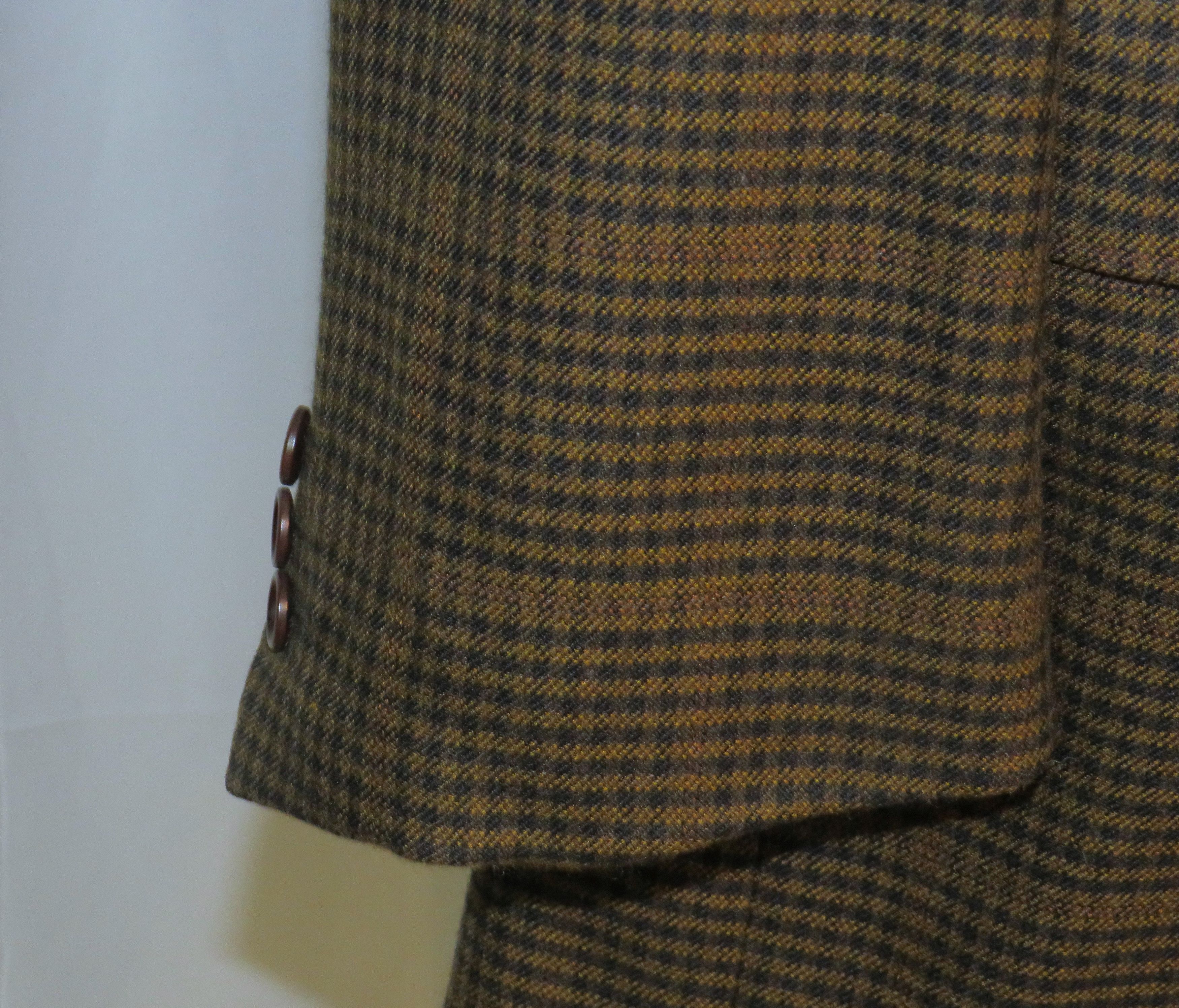 Kiton Vintage Brown Plaid 100% Cashmere Three Button Blazer 46L Size 46L - 6 Thumbnail
