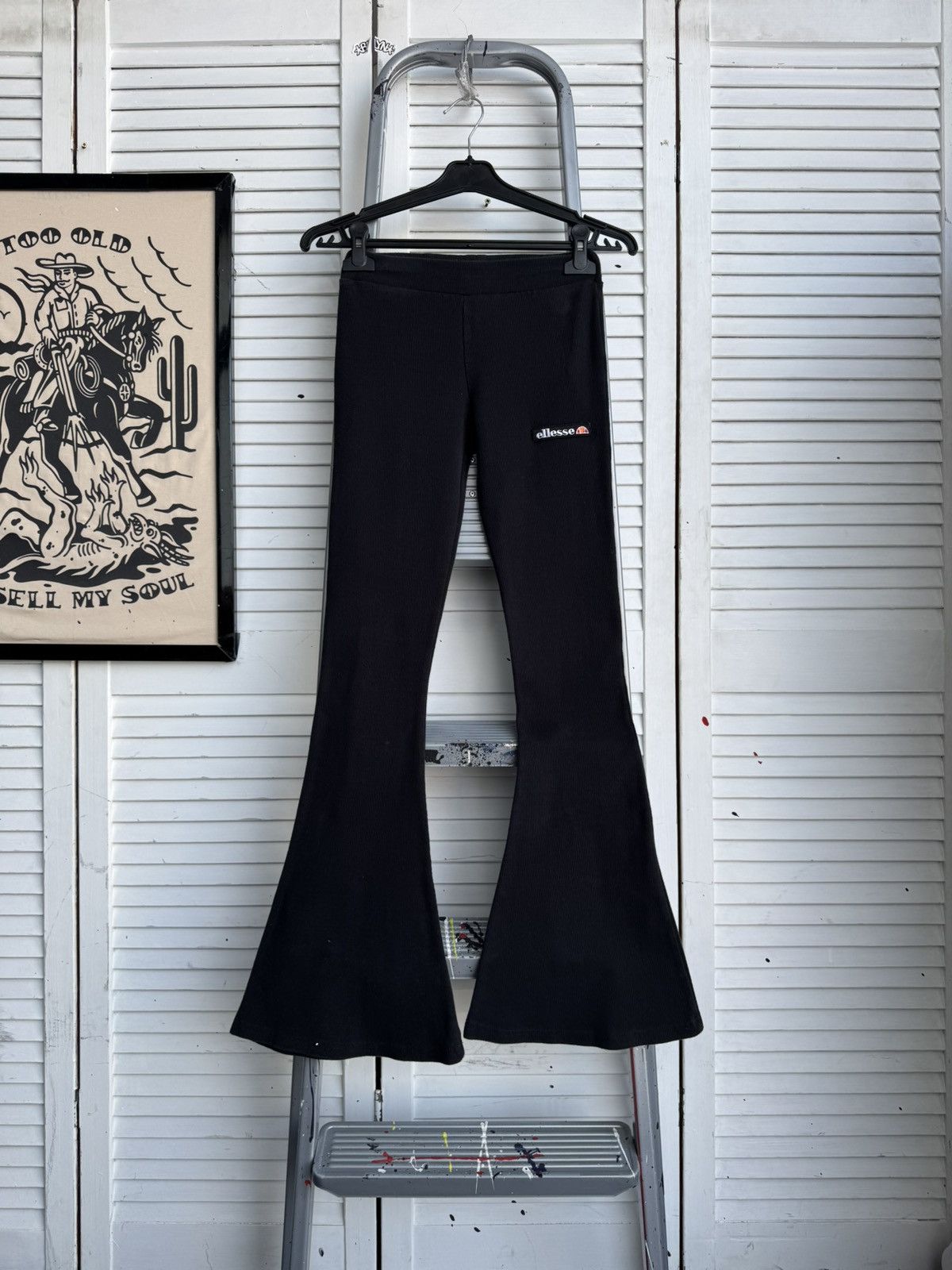 Ellesse Vintage Ellesse Flared Black Rib Pants Size 8 Size 27" / US 4 / IT 40 - 1 Thumbnail