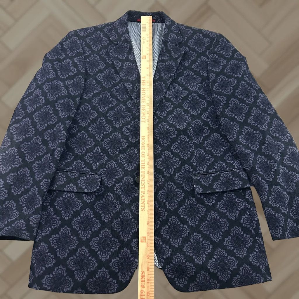 Vintage Alan Flusser Blazer Jacket Men M Corduroy Floral Blue Two-Button Notch Lapel Vintage No N/A Size 40R - 1 Thumbnail