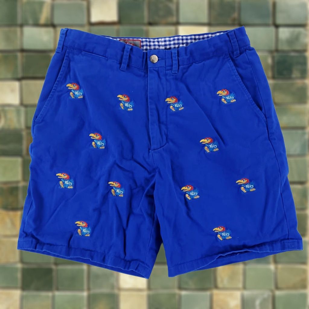 Vintage Pennington & Bailes Kansas Jayhawks Allover Embroidered Shorts 8 Inseam Mens 34 Blue Chino Embroidered Kansas Jayhawks Mens 34 Size US 34 / EU 50 - 1 Thumbnail