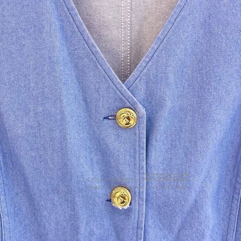 Gucci Gucci Blue horse buckle single-breasted denim dress Size M / US 6-8 / IT 42-44 - 5 Thumbnail