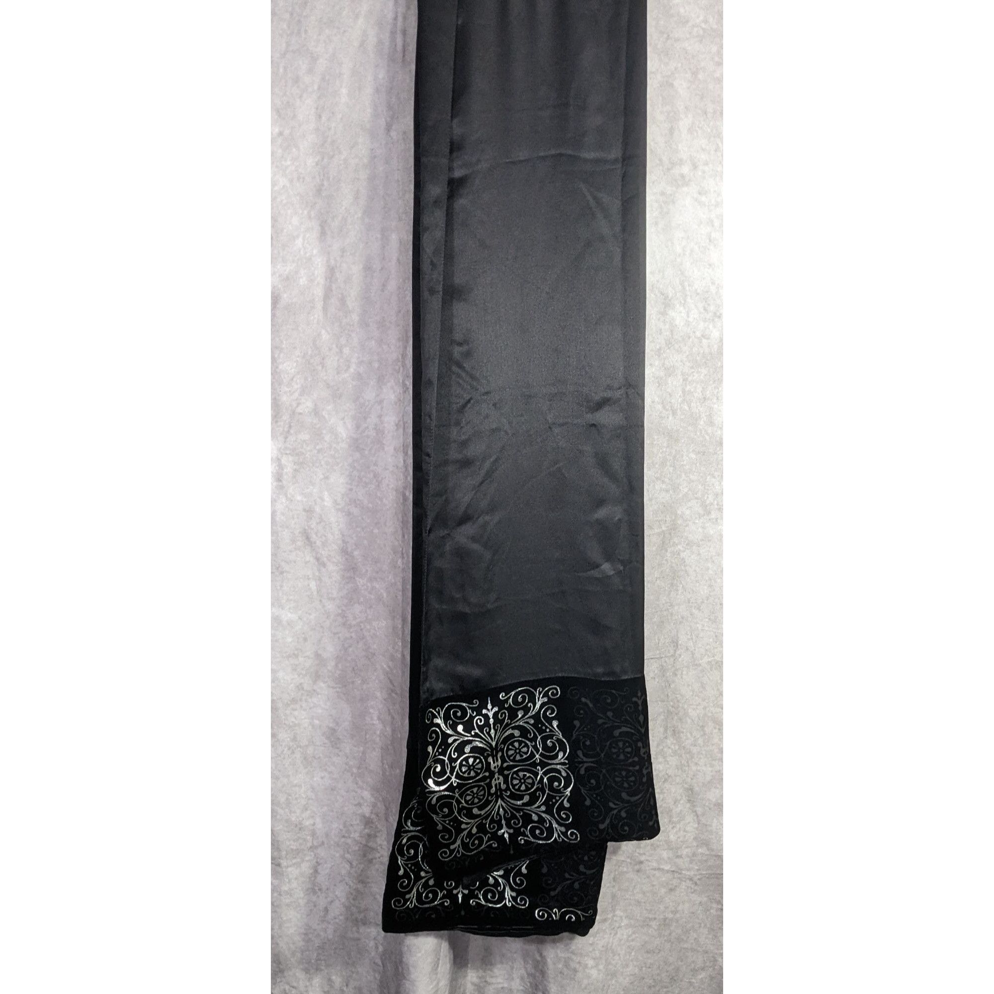 Other Black Gothic Satin & Velvet Scarf With Silver Accents 21x80 Size ONE SIZE - 5 Thumbnail