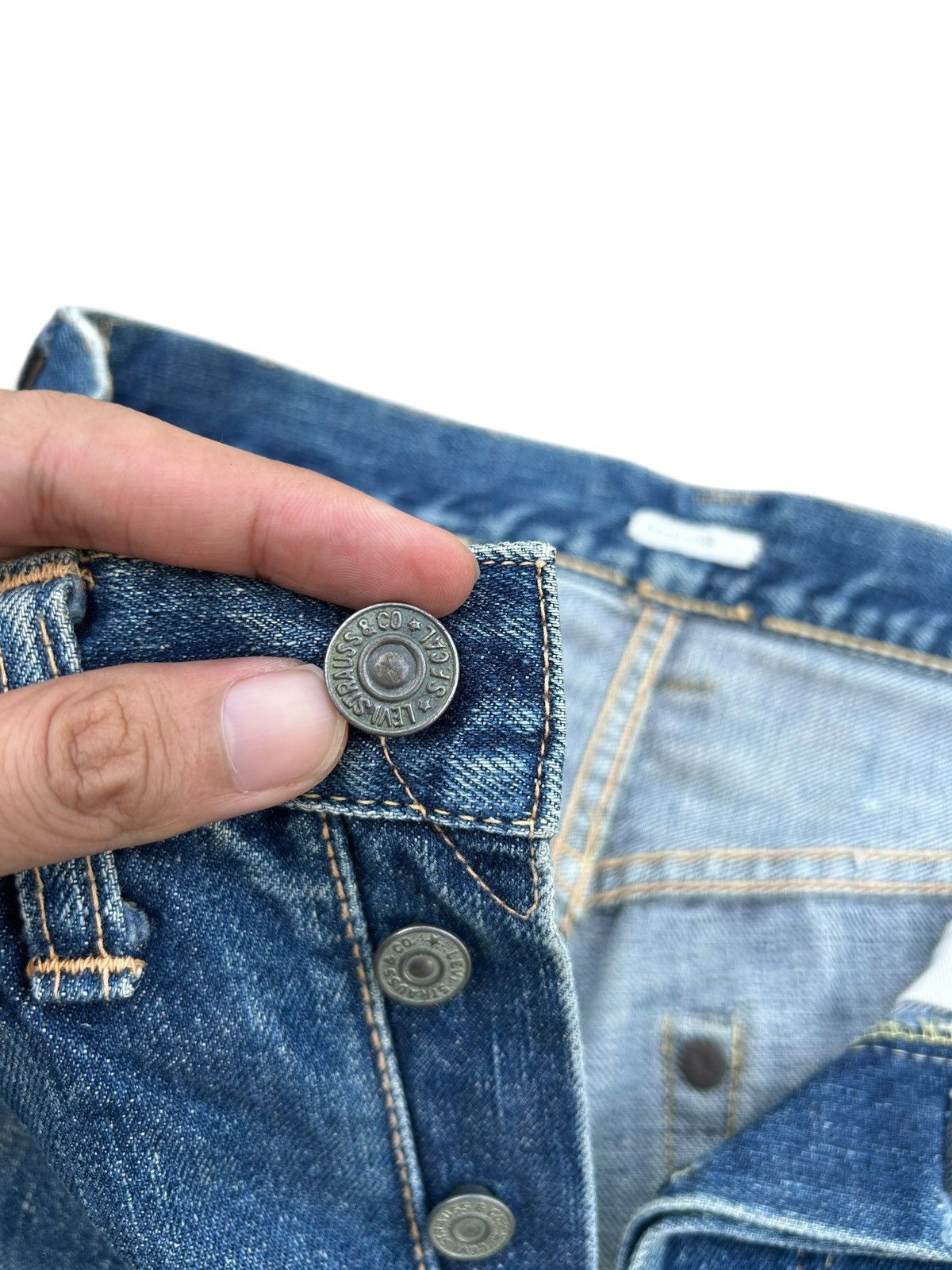 Levi's 50s Vintage Levis big E Hidden Rivet Short Denim Jeans Rare Size US 27 - 5 Thumbnail