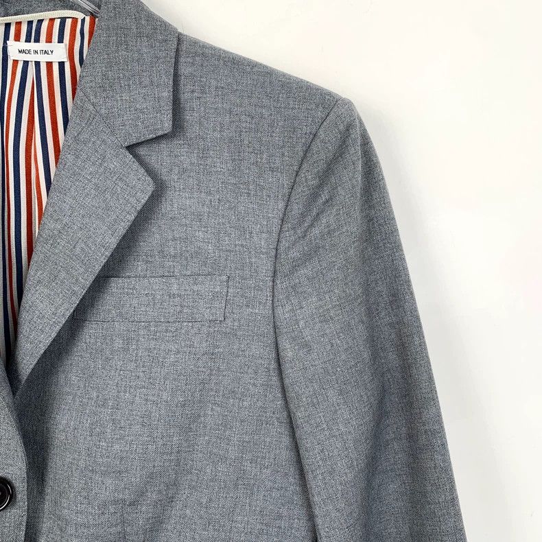 Thom Browne Thom Browne Gray wool lapel single-breasted suit 2503-Nexta Size 38R - 3 Thumbnail