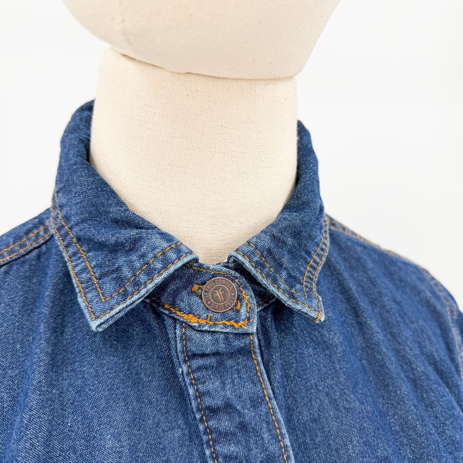 Frye Blue 100% Cotton Button Front Pocket Denim Mini Shirt Dress Size S / US 4 / IT 40 - 2 Thumbnail