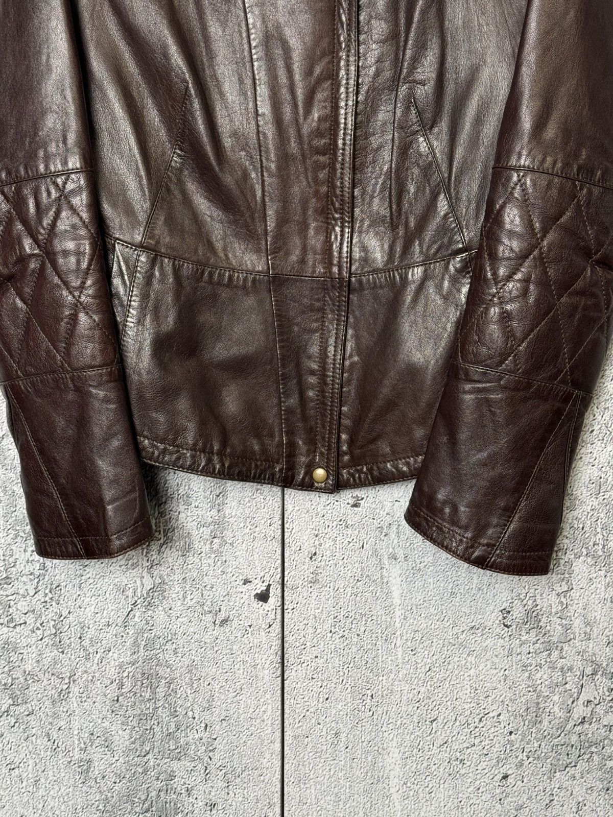 Weekend Max Mara Weekend Max Mara Brown Leather Biker Jacket Cropped Moto Size S / US 4 / IT 40 - 9 Thumbnail