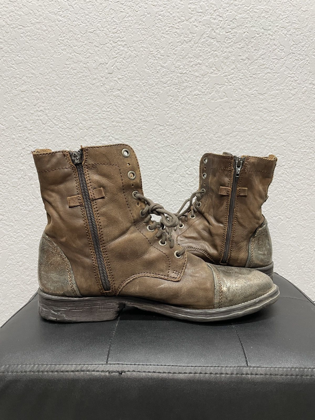 If Six Was Nine Vintage Italian AS 98 Rick Owens Style Leather Biker Boots Size US 8.5 / EU 41-42 - 7 Thumbnail