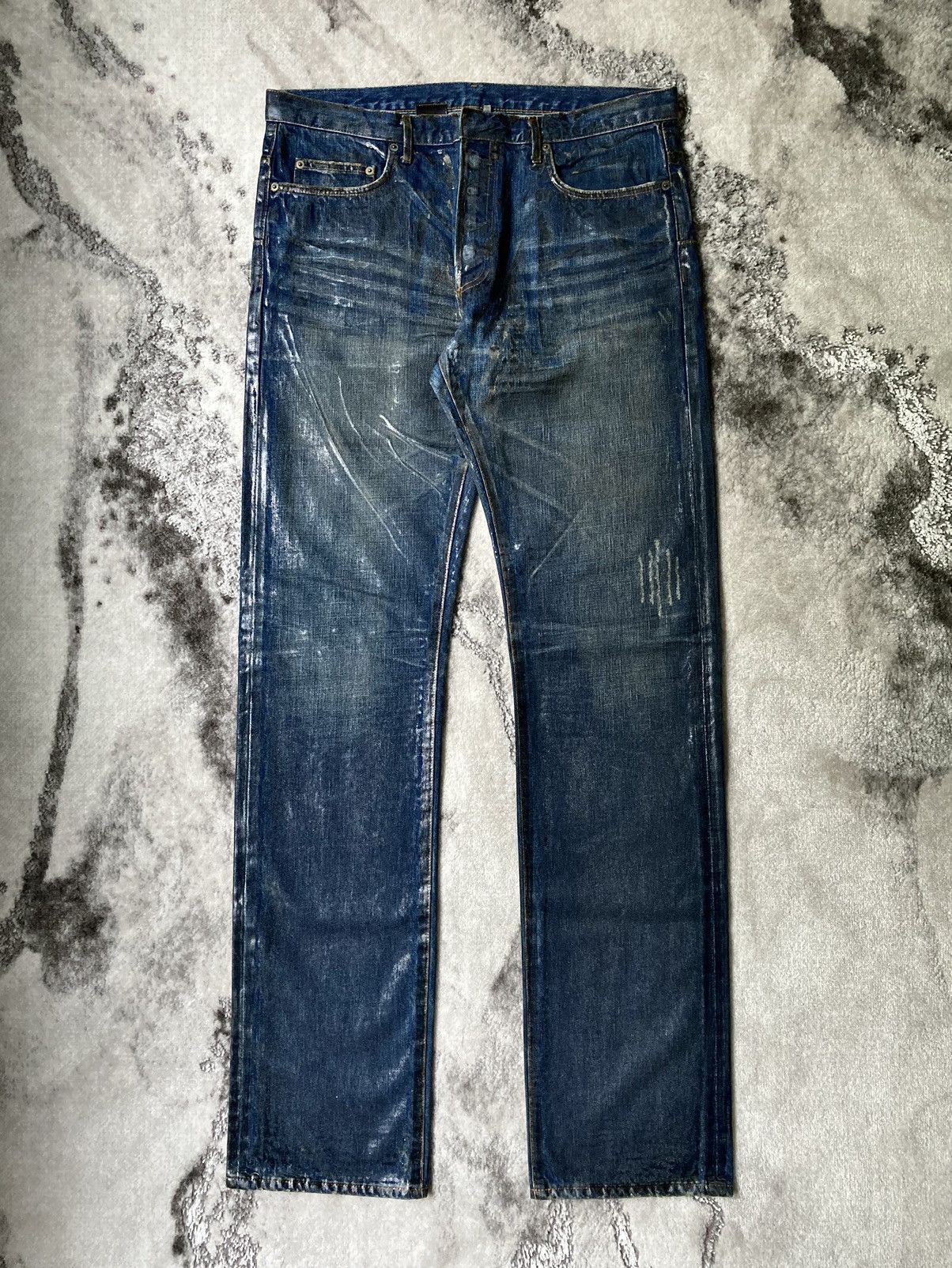 Dior × Hedi Slimane S/S 2005 Wax Coated MIJ Clawmark Jeans