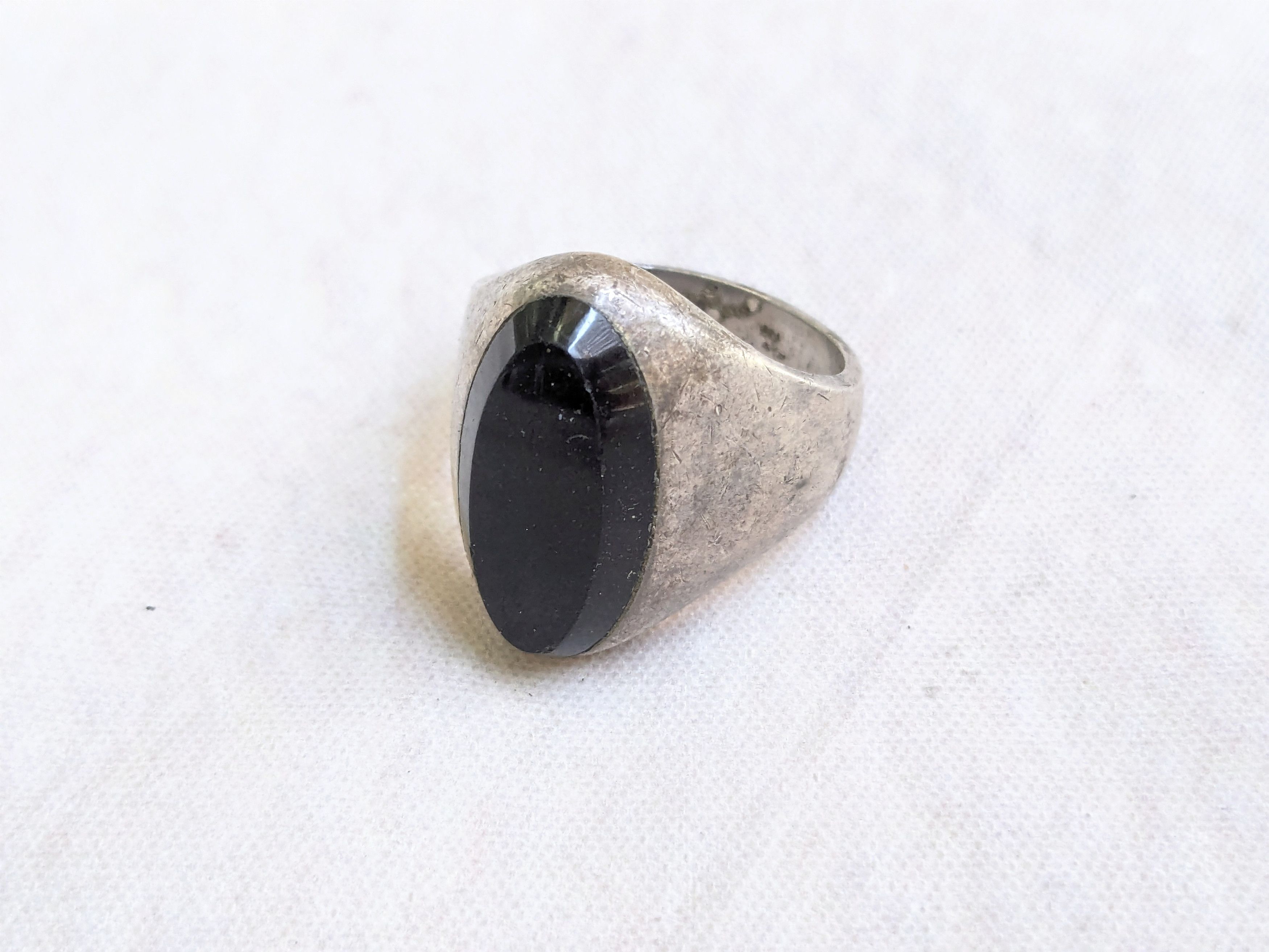 Jewelry Vintage Sterling Silver Ring Black Onyx 10.25 Taxco Mexico Size ONE SIZE - 2 Thumbnail