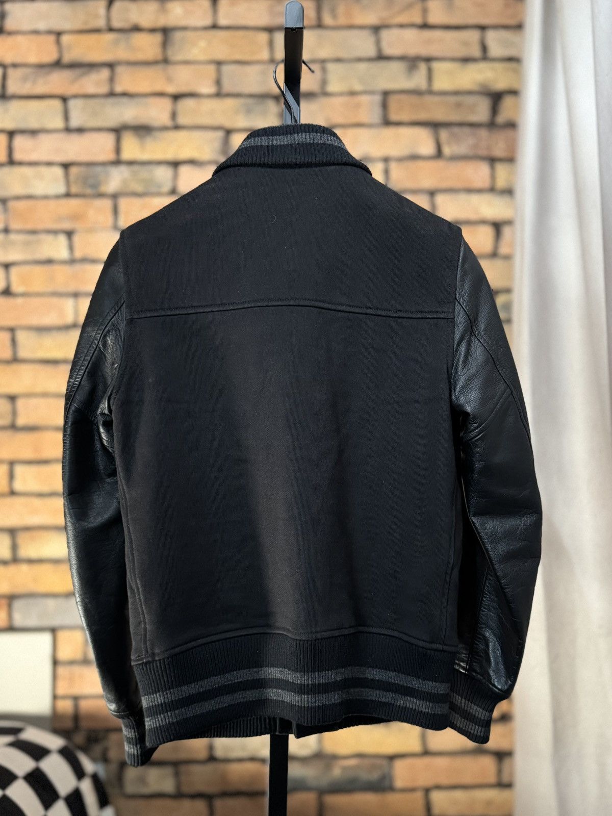 Junya Watanabe $1286 STADIUM VARSITY BASEBALL JACKET LEATHER SLEEVE BLACK Size US M / EU 48-50 / 2 - 3 Thumbnail