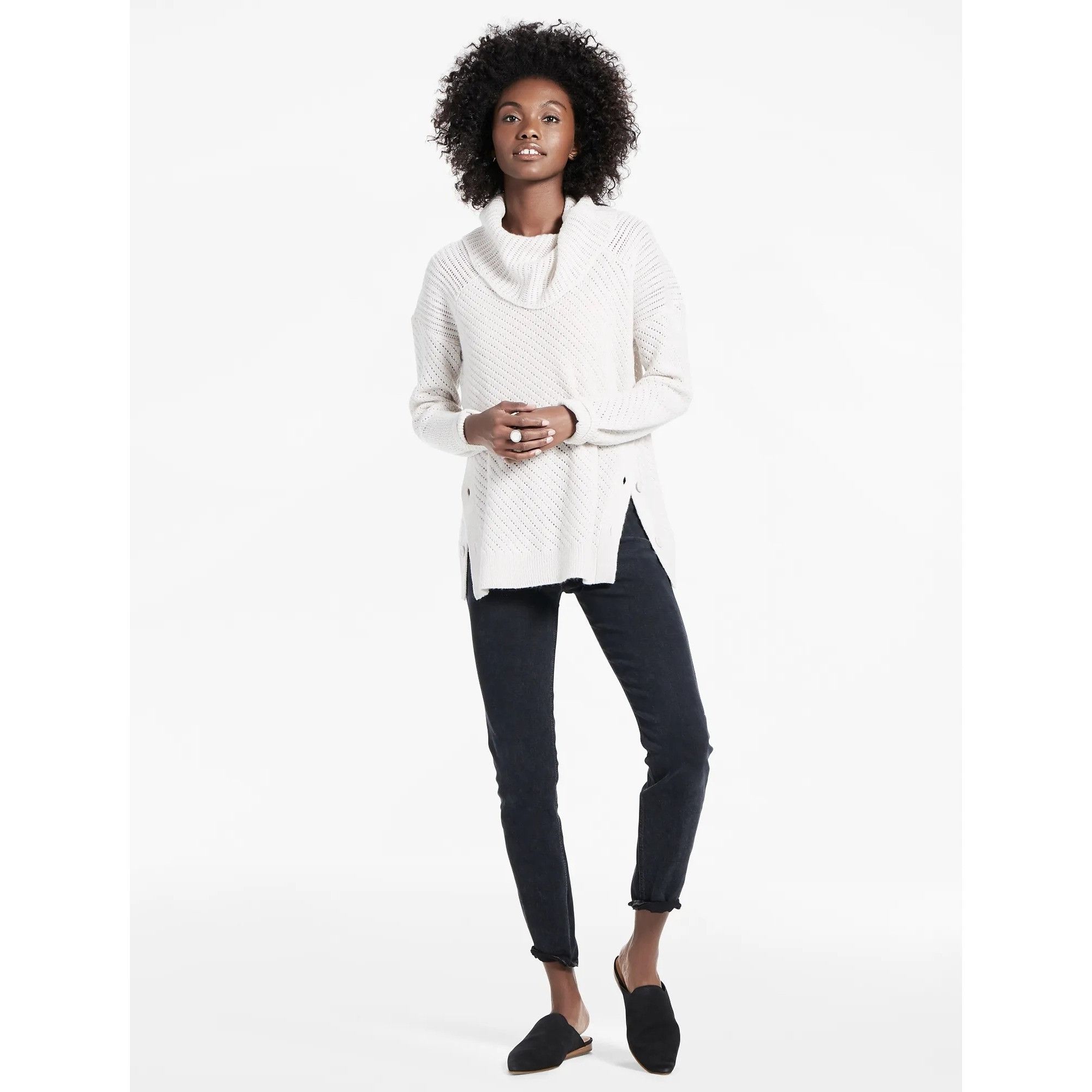 Lucky Brand Lucky Brand Alyssa Cowl Neck Sweater With Side Buttons Size S / US 4 / IT 40 - 1 Thumbnail