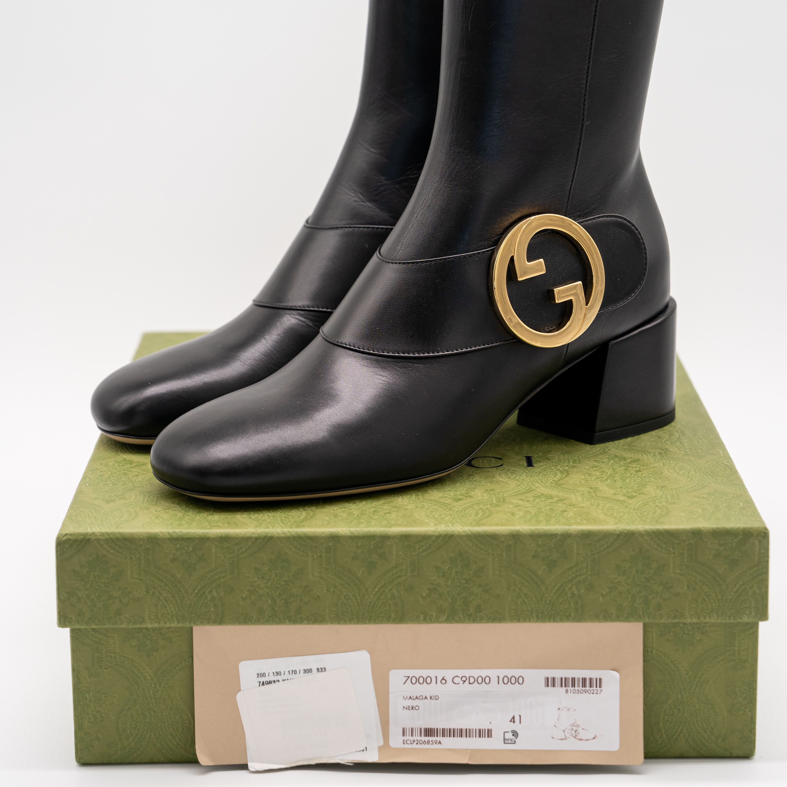 Gucci 41G 11 US Gucci GG Blondie Black Leather Ankle Boots Gold Size US 11 / IT 41 - 13 Thumbnail