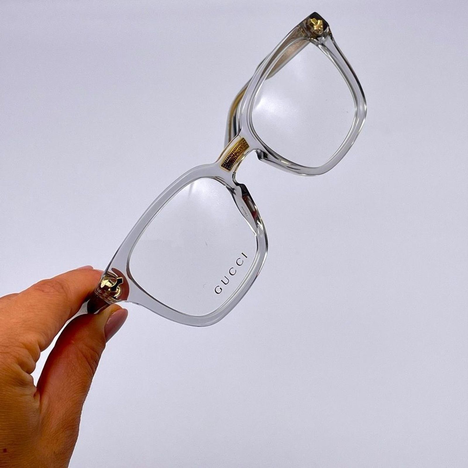 Gucci NEW GUCCI GG0184O 005 Grey/Grey Transparent UnisexEyeglasses Size ONE SIZE - 9 Thumbnail