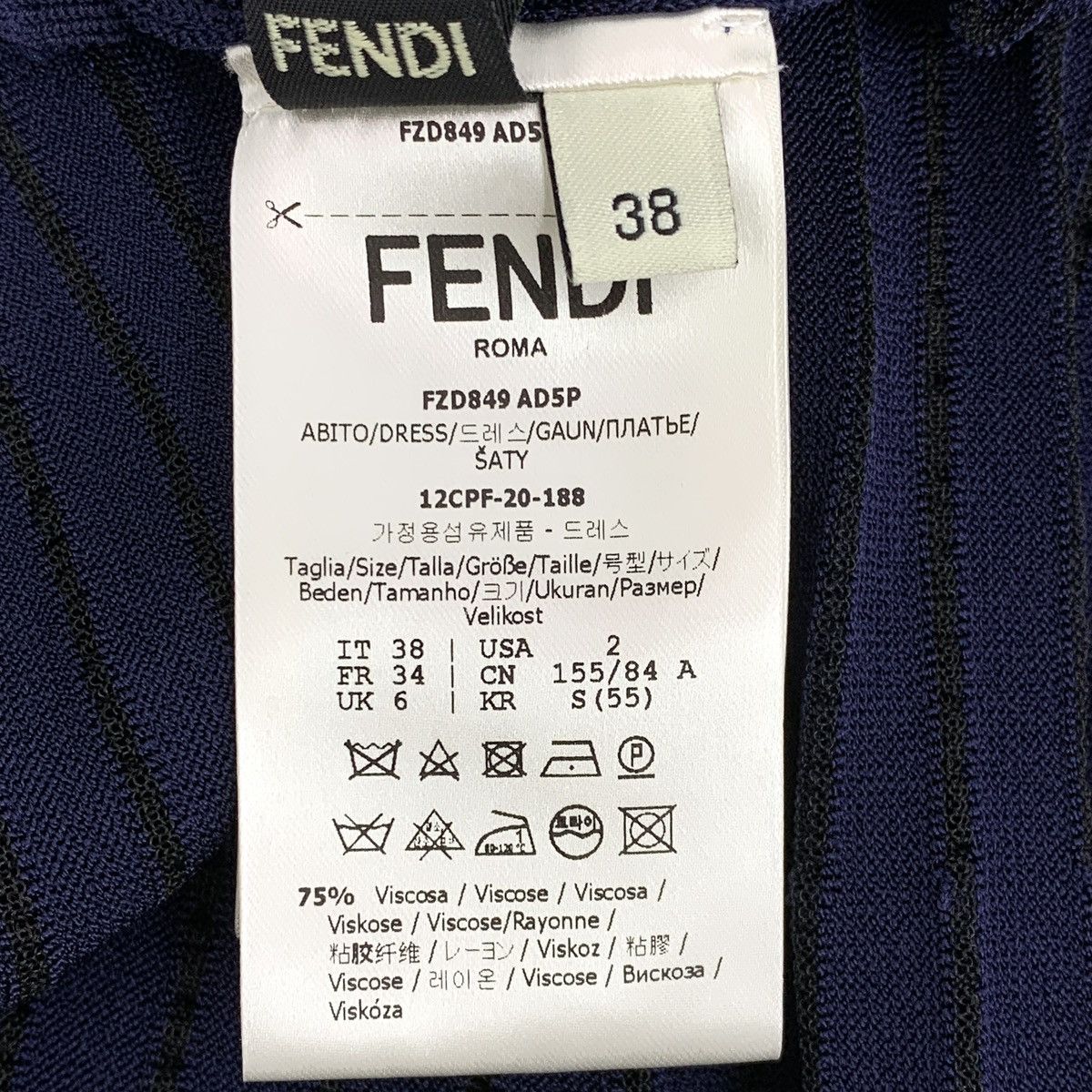Fendi Fendi Navy Lapel Long Sleeve Knit Dress K26WX Size S / US 4 / IT 40 - 6 Thumbnail