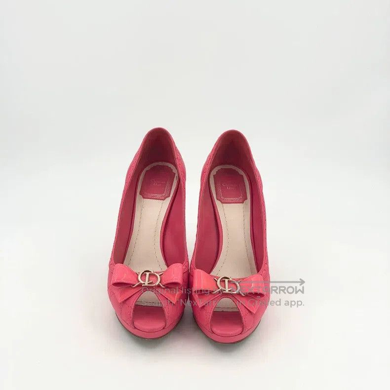 Dior Dior Pink bow fish mouth thin heel high heels Size US 7 / IT 37 - 3 Thumbnail