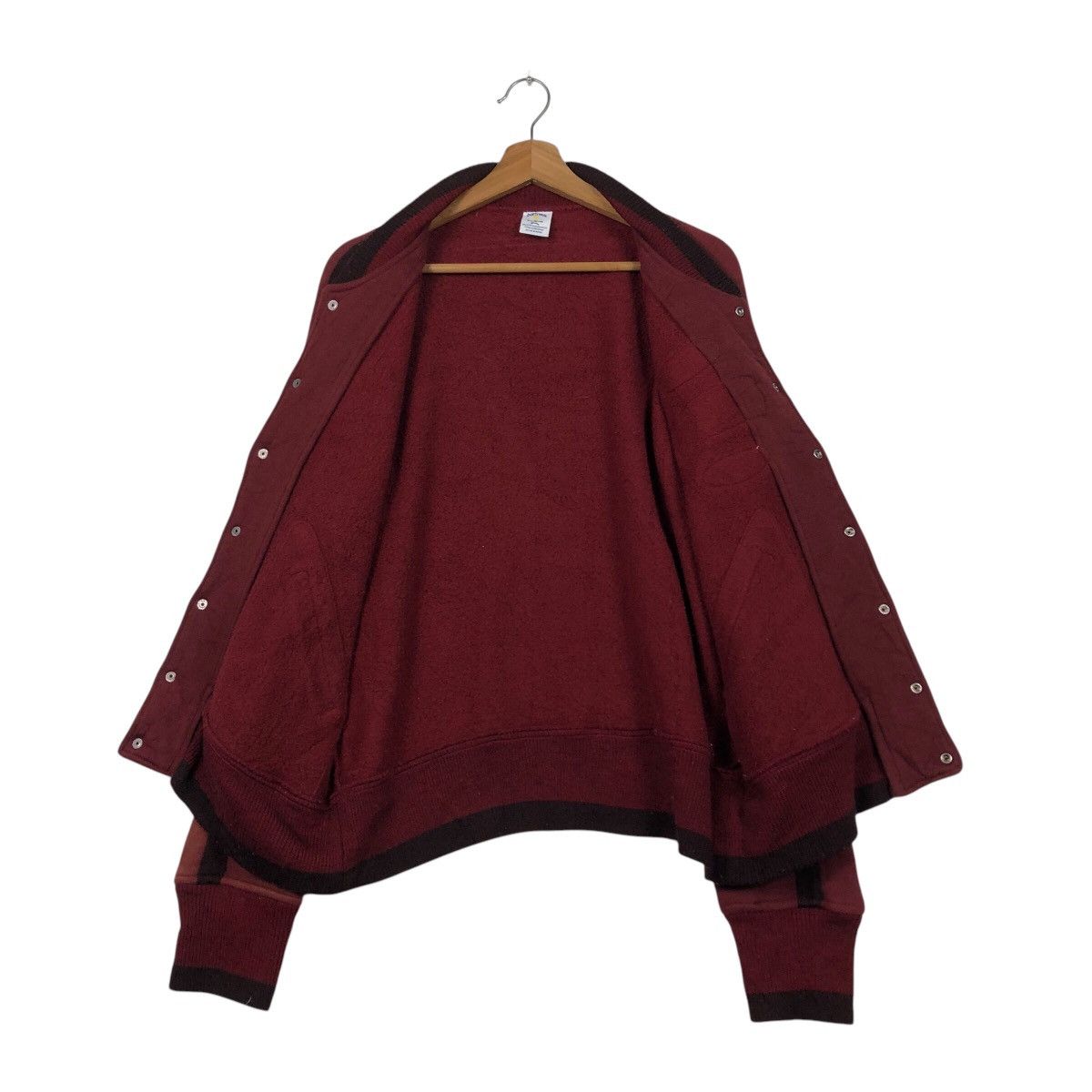 Japanese Brand Vintage Sportswear Patch Varsity Jacket Deep Burgundy Raglan Size US S / EU 44-46 / 1 - 14 Thumbnail