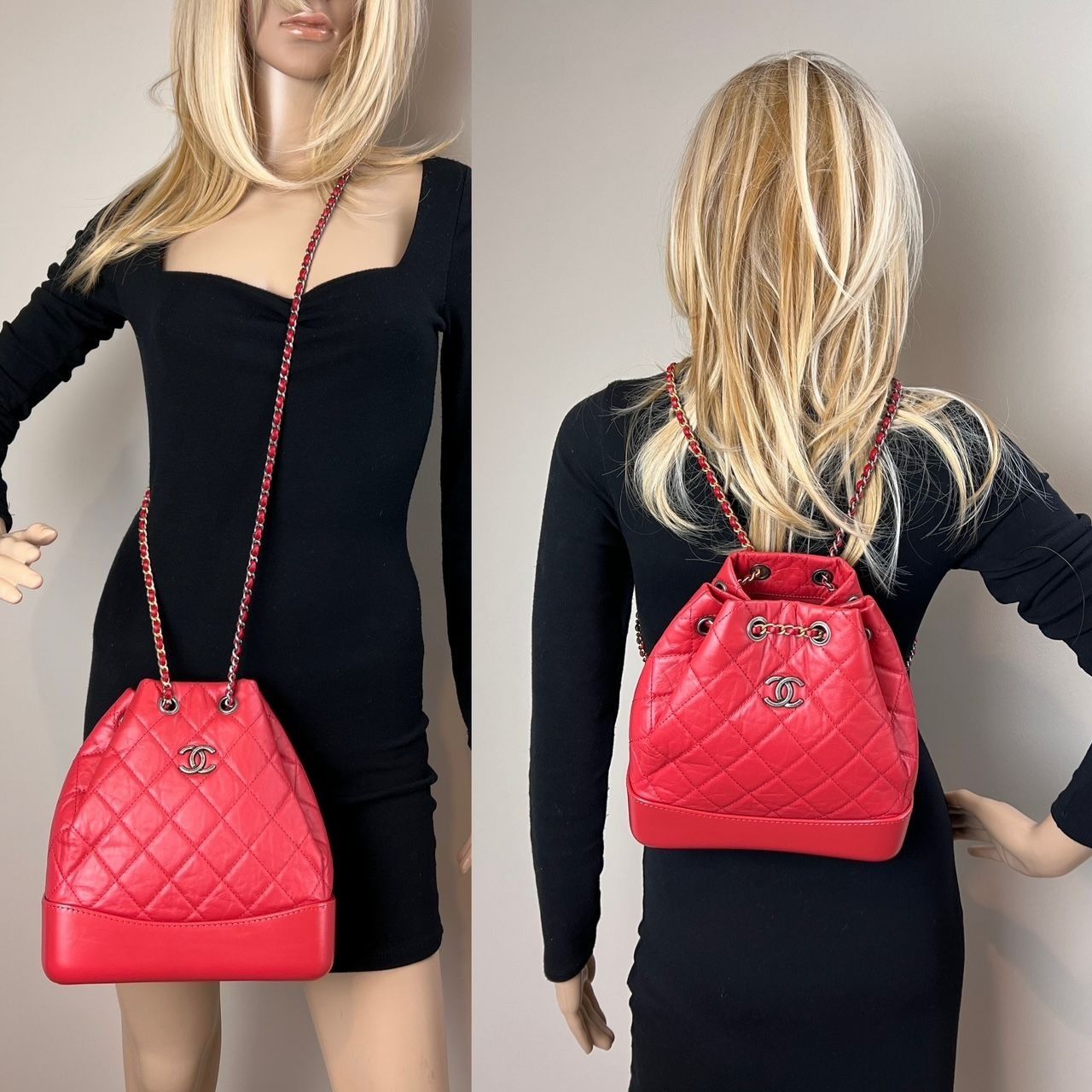 Chanel Chanel Aged Calfskin Quilted Small Gabrielle Red Backpack Size ONE SIZE - 6 Thumbnail