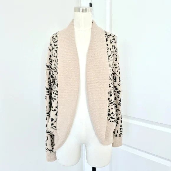 Rachel Zoe Leopard Shawl Collar Open Front Cardigan Fall Winter Spring Size XS / US 0-2 / IT 36-38 - 2 Thumbnail