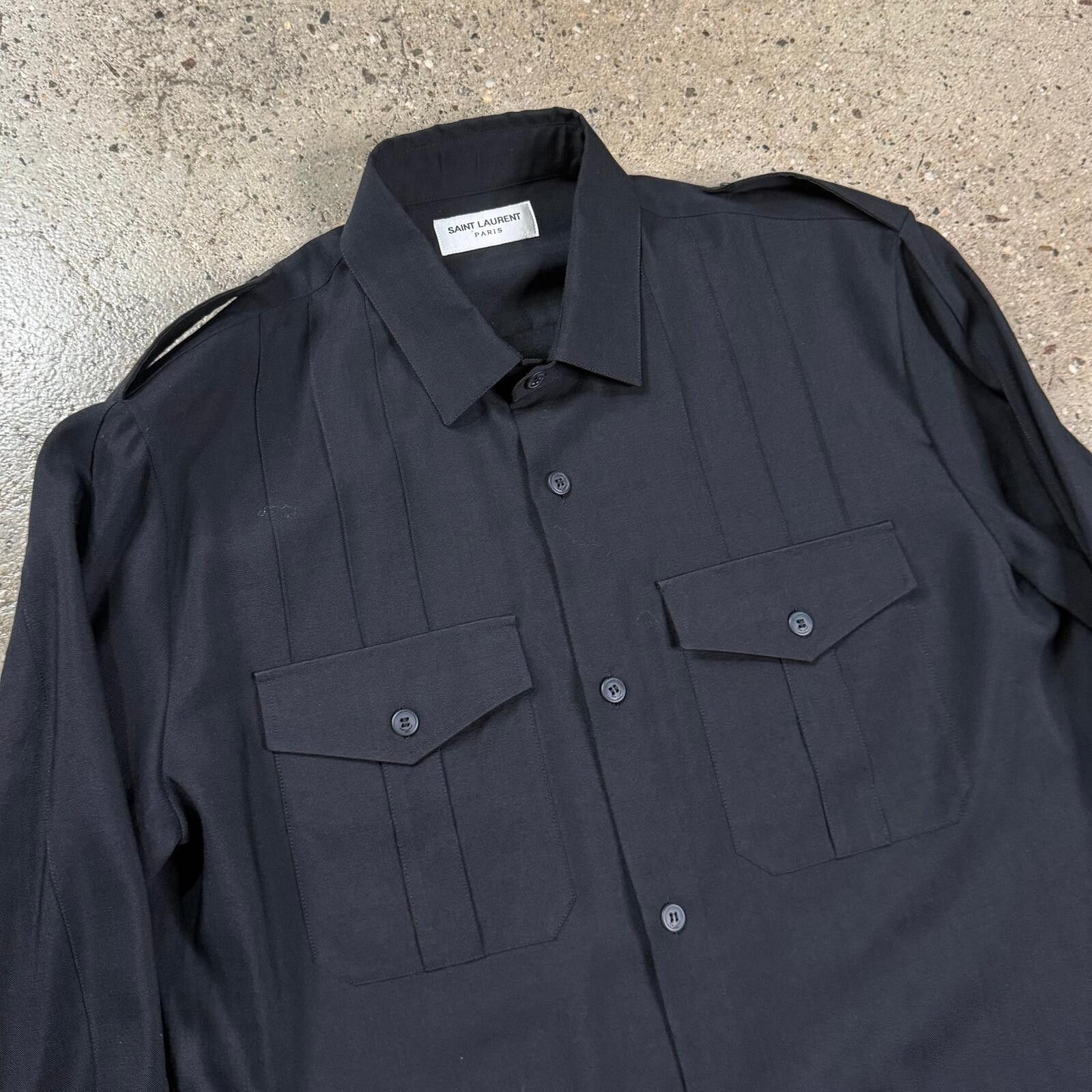 Saint Laurent Paris Saint Laurent Pleated Shirt Size US M / EU 48-50 / 2 - 2 Thumbnail