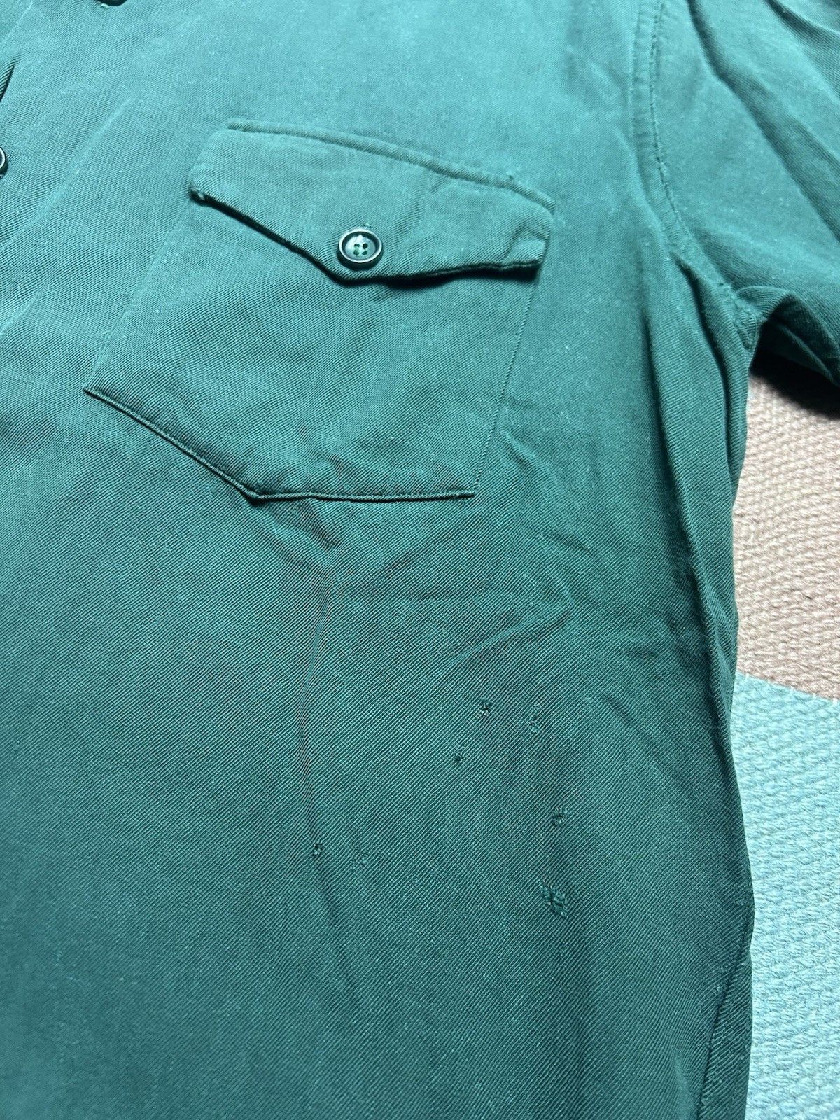 Vintage Vtg 1940s rayon gabardine button shirt forest green medium Size US M / EU 48-50 / 2 - 3 Thumbnail