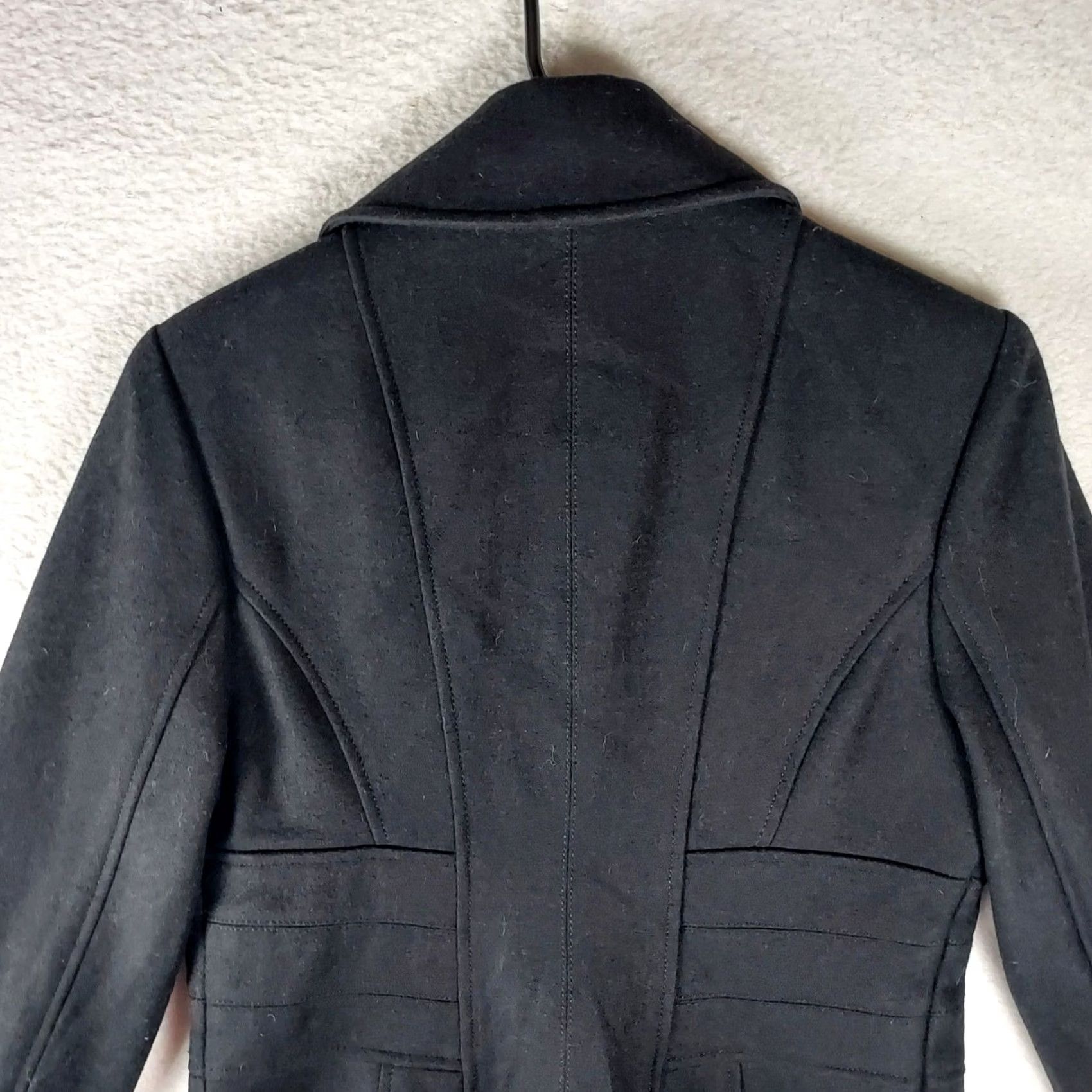 Guess Guess Womens Peacoat Wool Blend Medium Black Double Breasted Winter Coat M XS/OS? Size M / US 6-8 / IT 42-44 - 4 Thumbnail