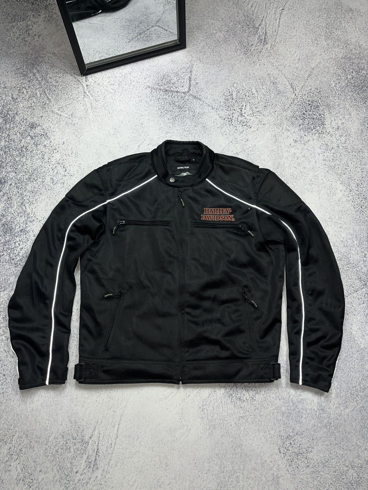 Harley Davidson Flames Harley Davidson Biker Motorcycle Jacket Big Logo Rare Size US L / EU 52-54 / 3 - 3 Thumbnail