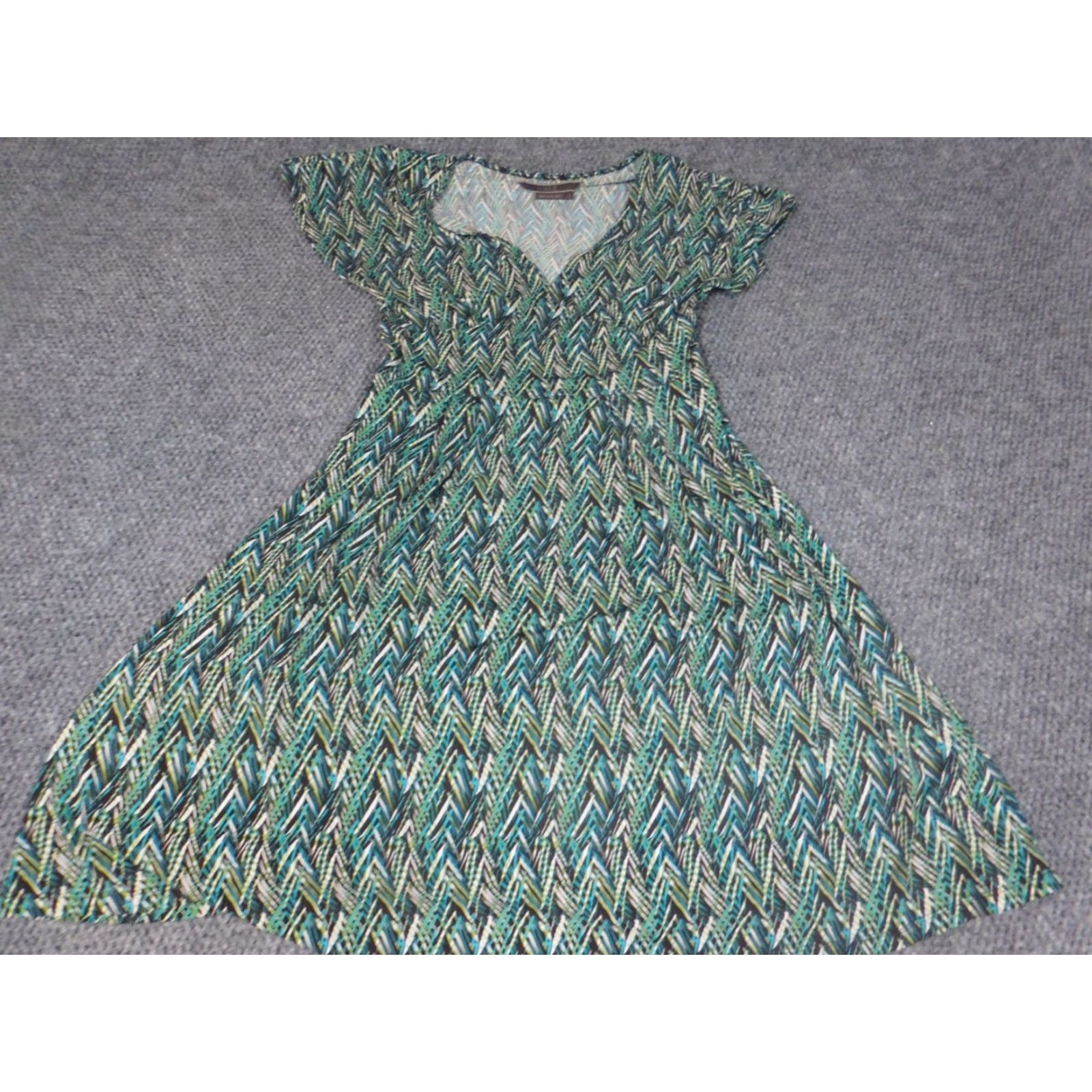 Vintage To the Max Womens Dress S Green A-Line Knit Polyester Mock Neck Short Sleeve Crochet Knee Length Pullover Stretch Geometric Size S / US 4 / IT 40 - 2 Thumbnail