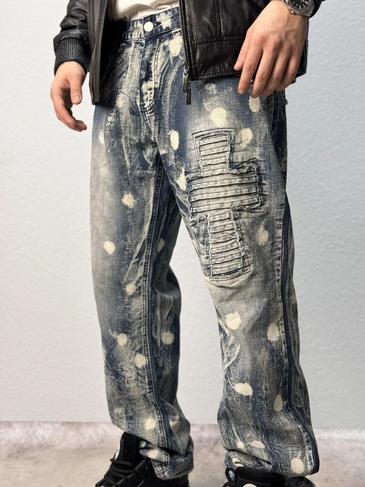 Designer × Leather VINTAGE CASUAL BALENCIAGA STYLE LEATHER PANTS MOTO RACING Size US 32 / EU 48 - 3 Thumbnail